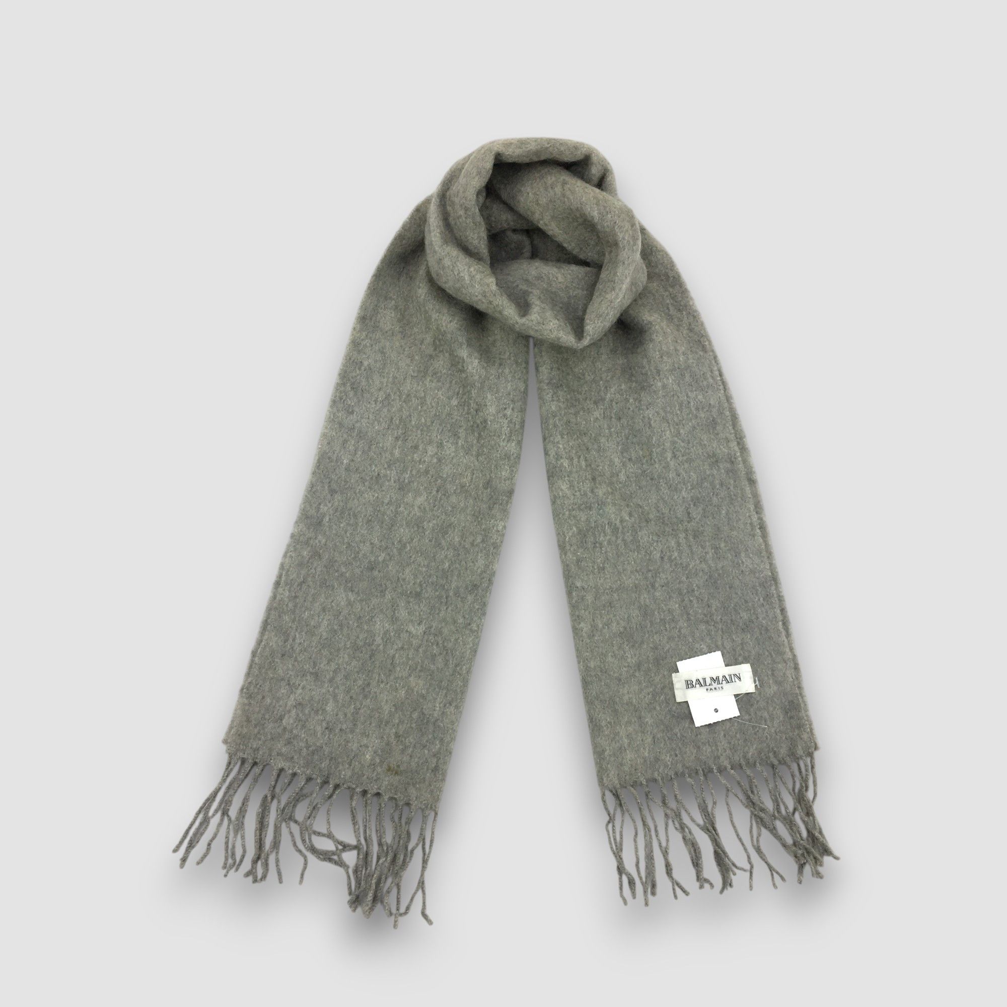 Japanese Brand Vintage Y2K Balmain Scarf Muffler Wool Cashmere Scarves Size ONE SIZE - 1 Thumbnail