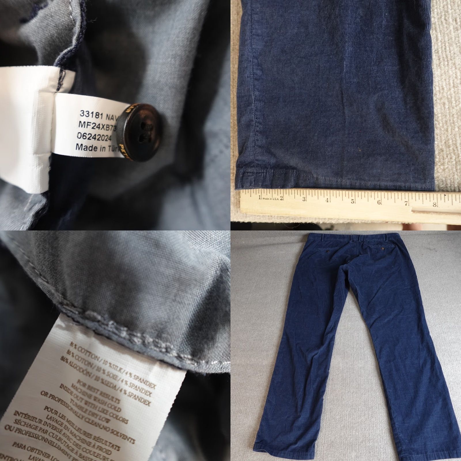 Peter Millar Peter Millar Pants 44 x 32 Blue Corduroy Flat Front Chino Regular Men Tailored Fit MF24XB73 Size US 44 / EU 60 - 8 Thumbnail
