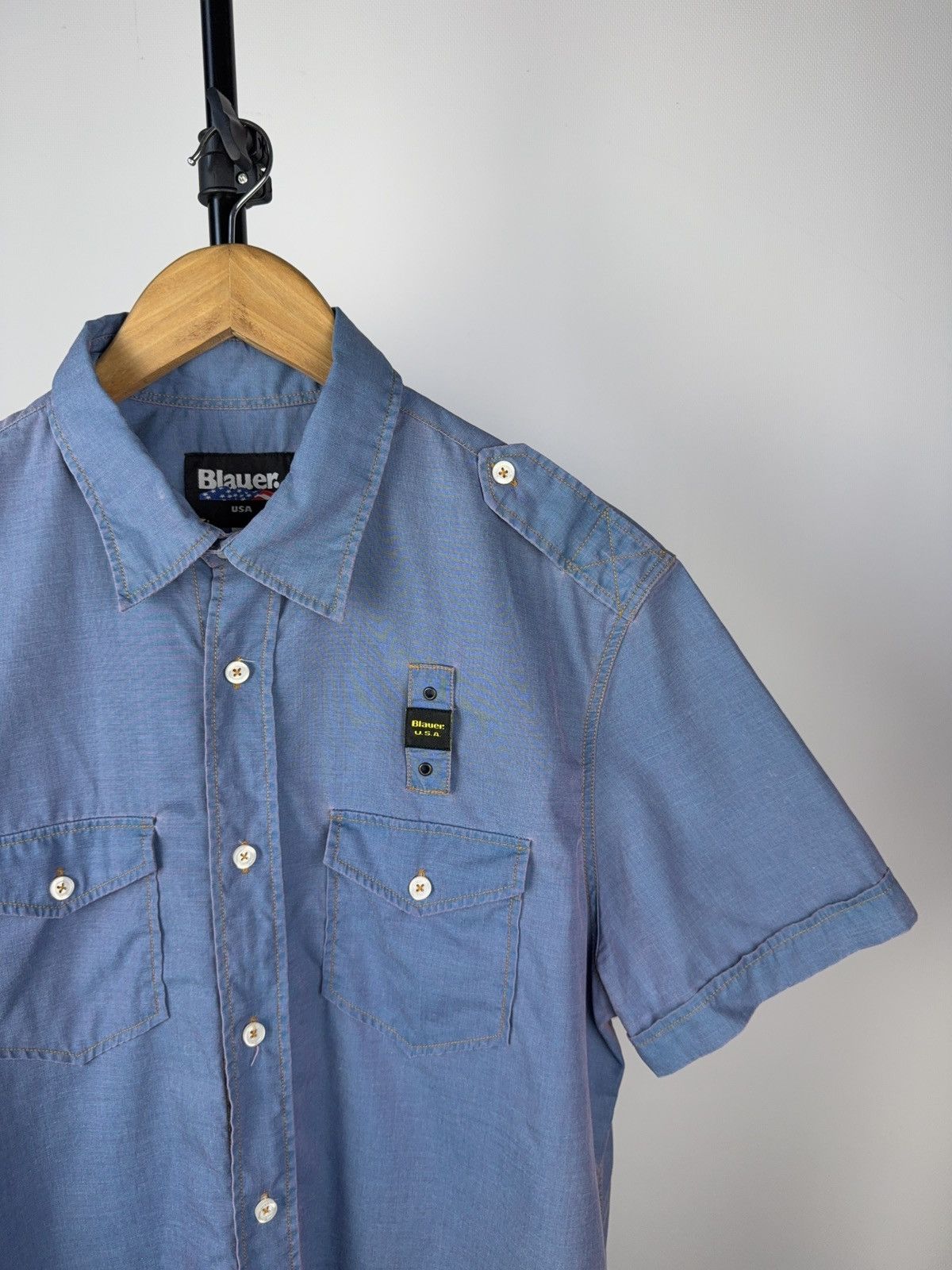Other Vintage 90s Blauer USA Short Sleeve Air Force Military Shirt Size US XL / EU 56 / 4 - 2 Thumbnail
