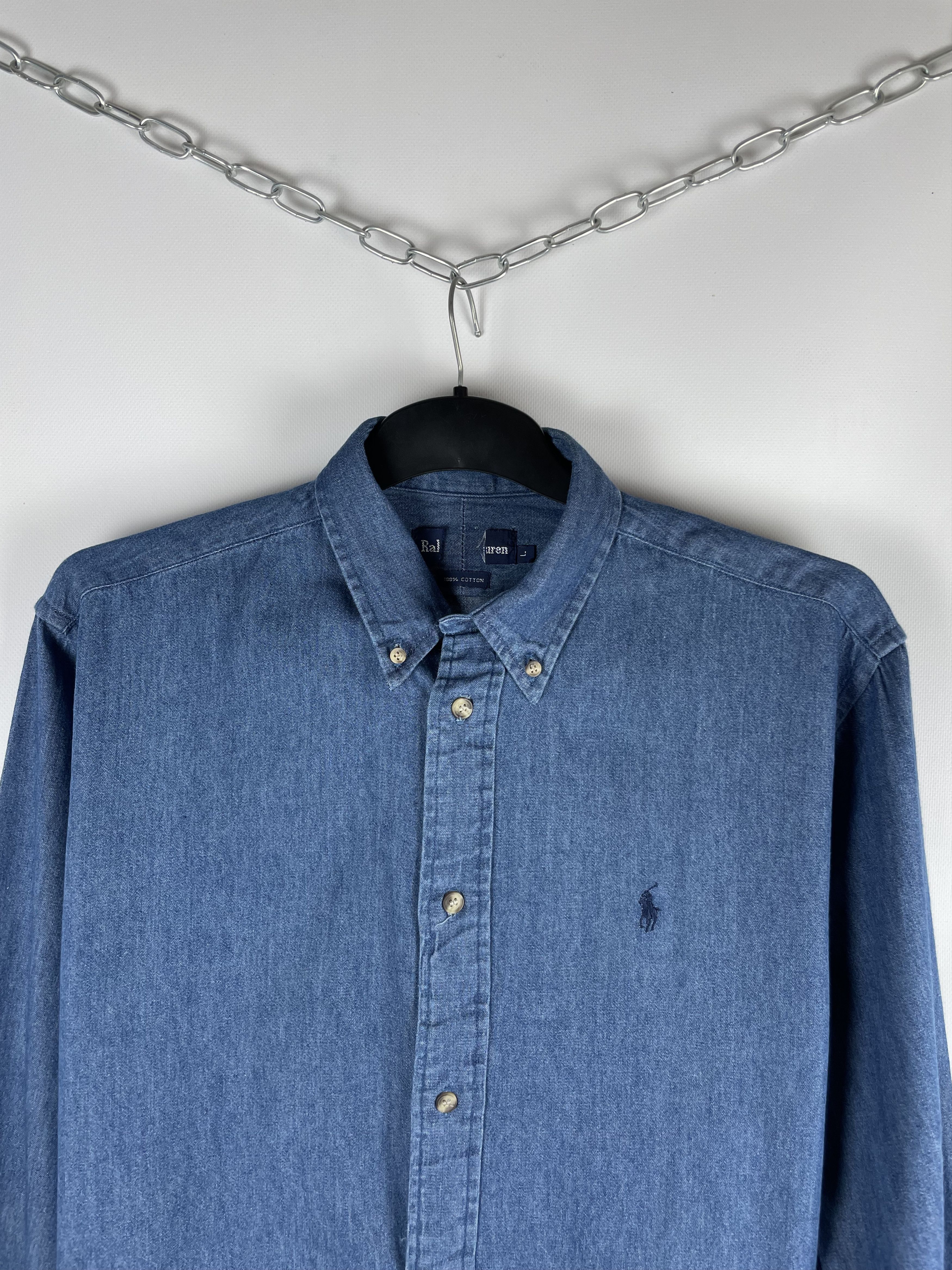 Polo Ralph Lauren Polo Ralph Lauren Vintage Mens Denim Shirt Size US L / EU 52-54 / 3 - 3 Thumbnail
