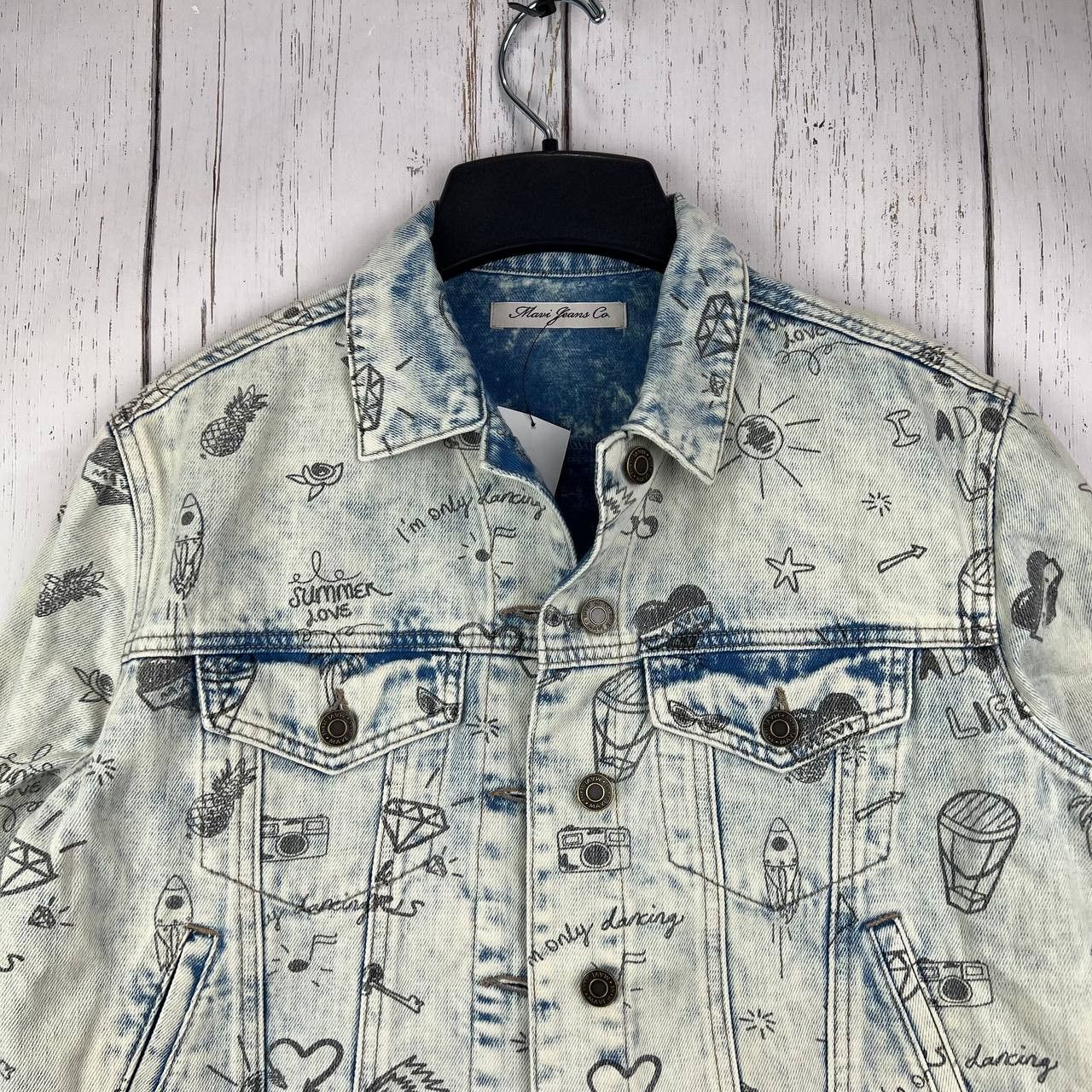 Mavi Mavi Small Printed Cropped Fit Stretchable Denim Jacket Size S / US 4 / IT 40 - 6 Thumbnail