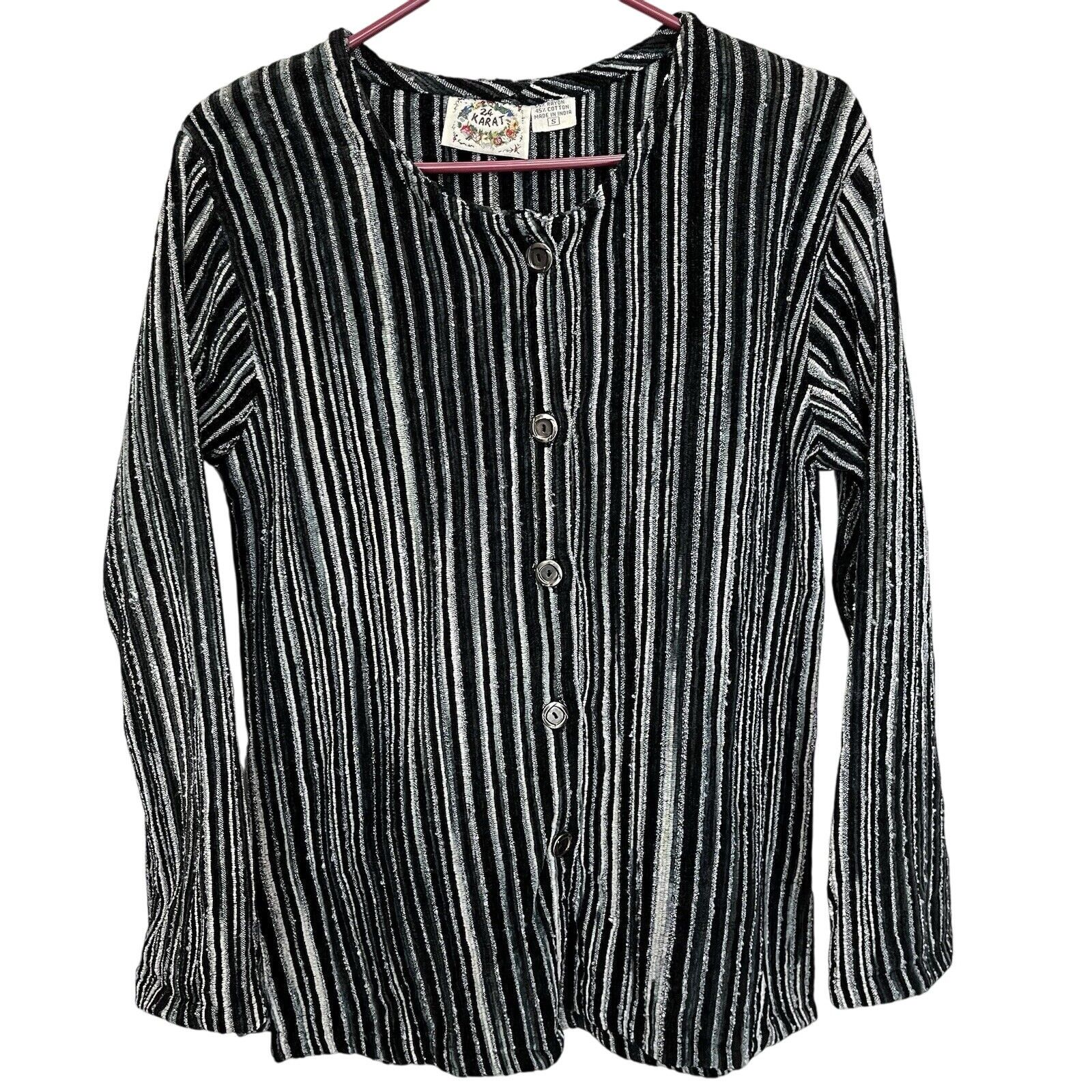 Vintage 24 Karat | Vintage Hippie Boho Stripe Knit Cardigan Sweater Size S / US 4 / IT 40 - 1 Thumbnail