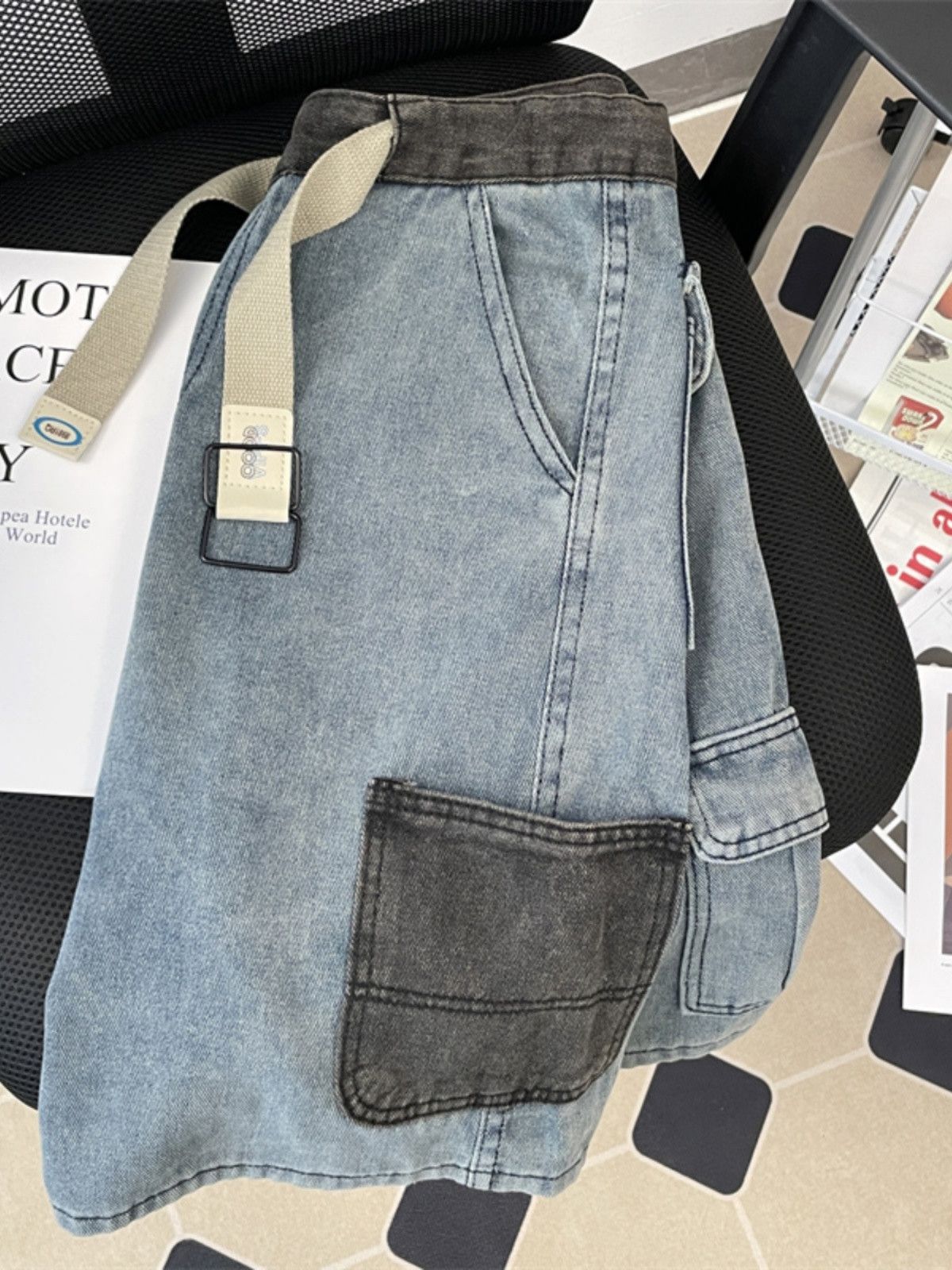 Japanese Brand × Jean Casual patchwork loose wide leg denim shorts Size US 32 / EU 48 - 3 Thumbnail