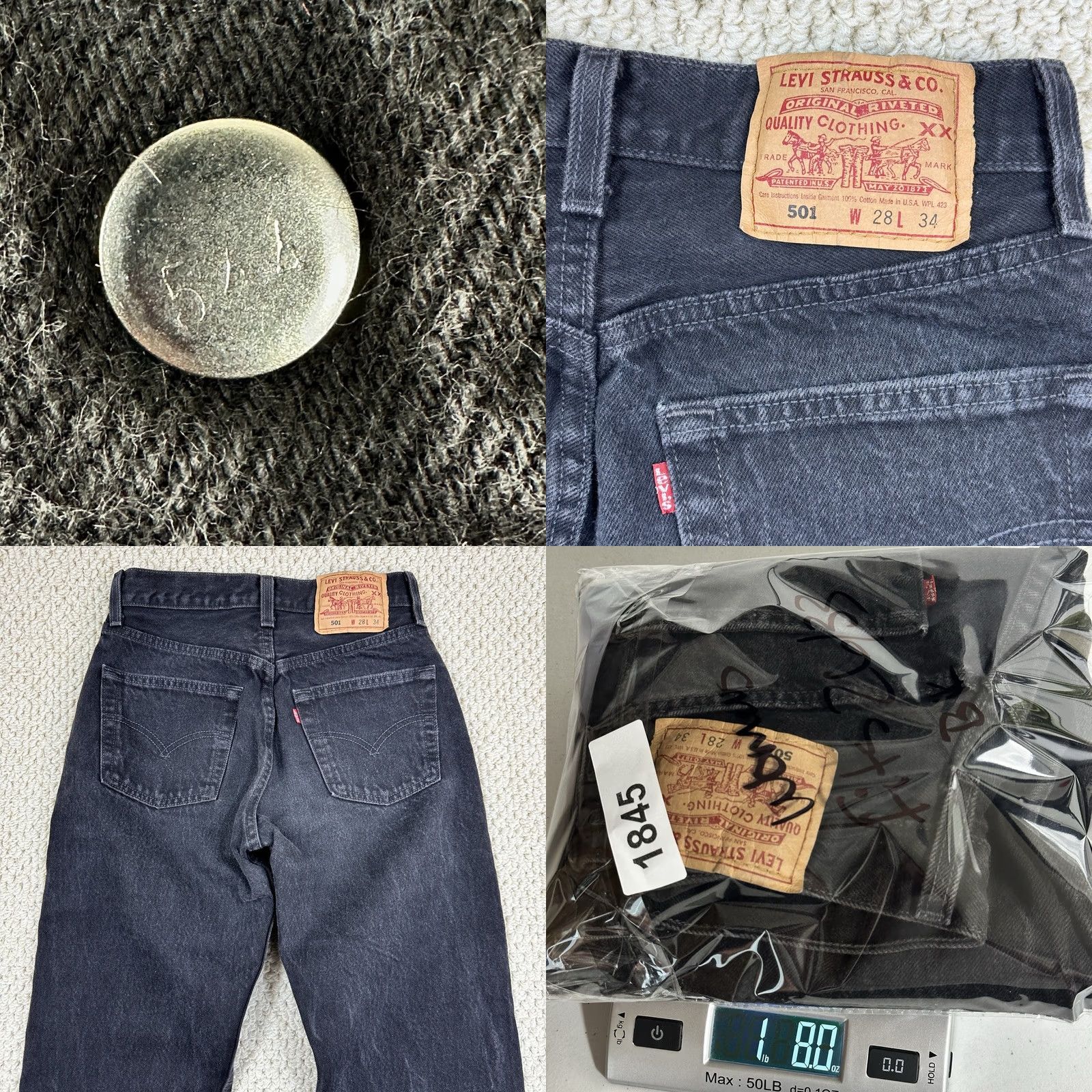 Levi's VINTAGE Levi's 501 Jeans Womens 26x33 Black Straight Made in USA 90s Size 26" / US 2 / IT 38 - 9 Thumbnail