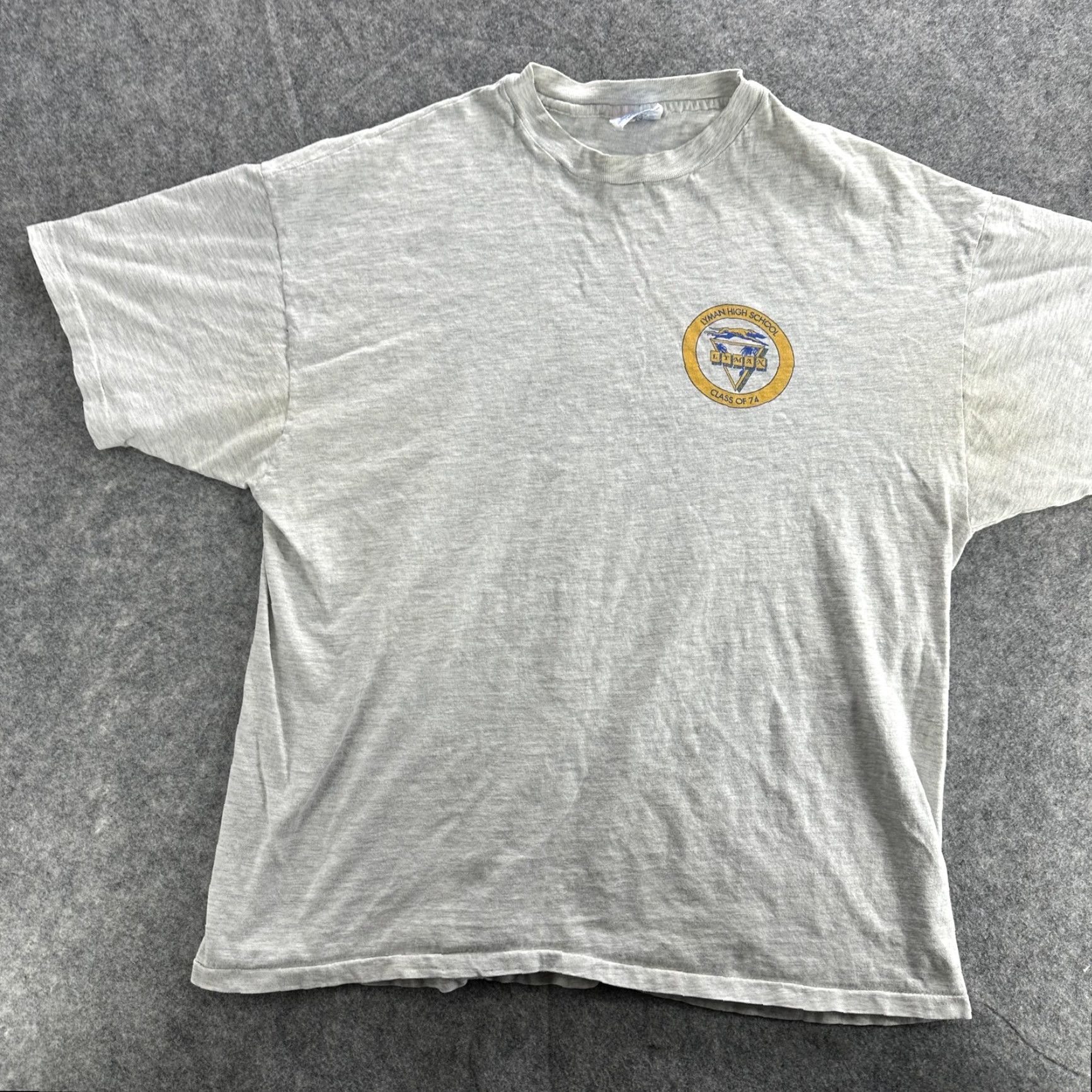 Hanes VINTAGE Lyman High School Shirt Mens XL Gray Class of 74 Hanes USA 90s Tee Size US XL / EU 56 / 4 - 2 Thumbnail