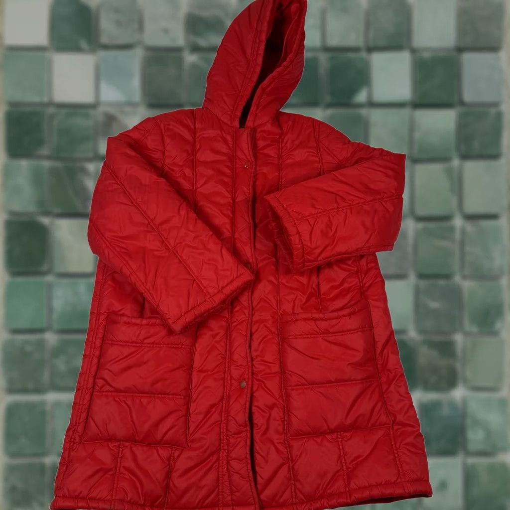 Vintage VINTAGE 80s Retro Hooded Quilted Puffer Coat Large Winter Jacket Made in USA Women's Out N About Red Size L / US 10 / IT 46 - 1 Thumbnail