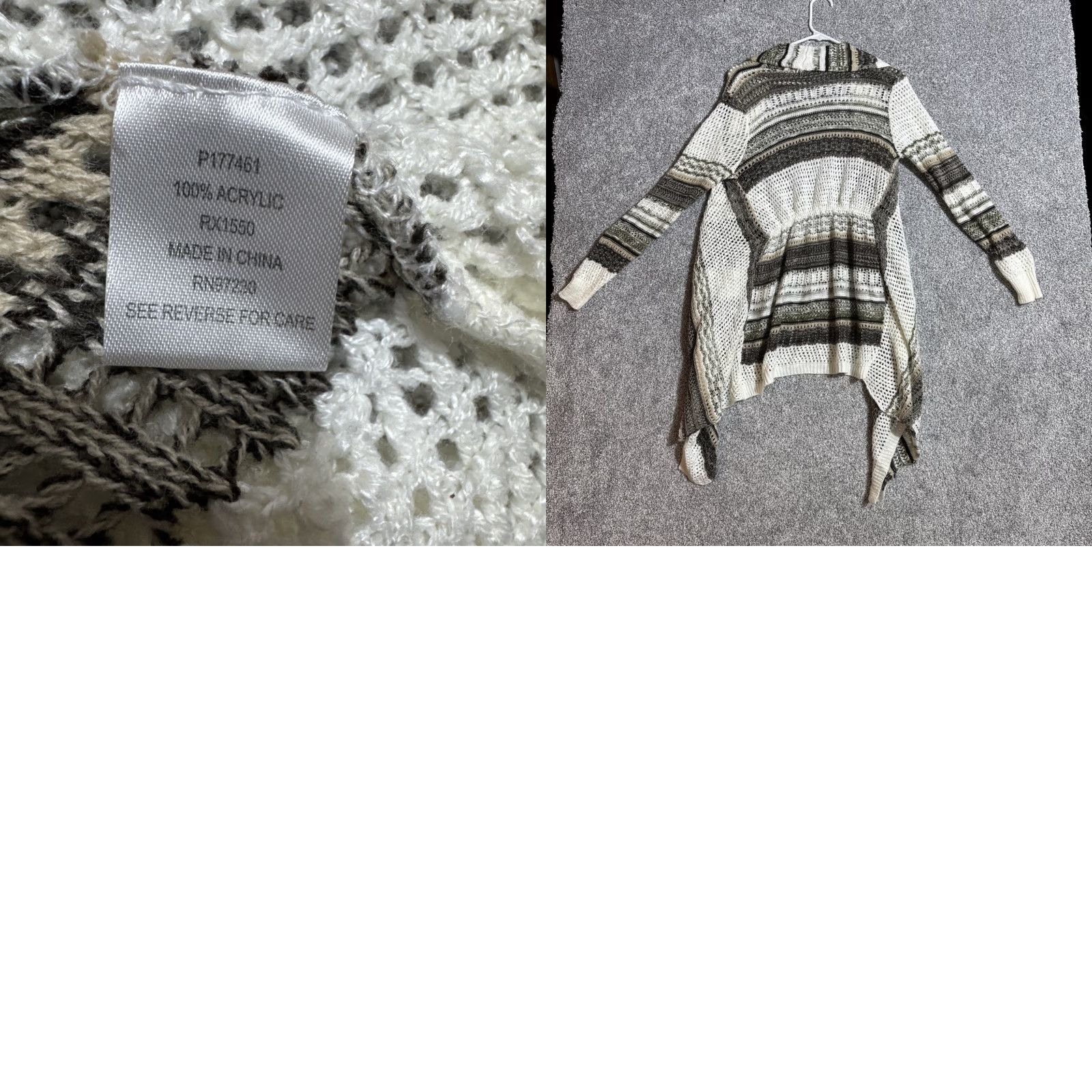 Almost Famous VINTAGE Boho Cardigan Sweater Womens M Lagenlook Tribal Southwestern Crochet Hippie Open-Knit Lightweight Oversized Relaxed 100% Acrylic Casual Travel Size M / US 6-8 / IT 42-44 - 8 Thumbnail