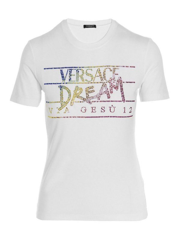 Versace o1y0226 Logo Crewneck T-Shirt in White Size S / US 4 / IT 40 - 1 Thumbnail