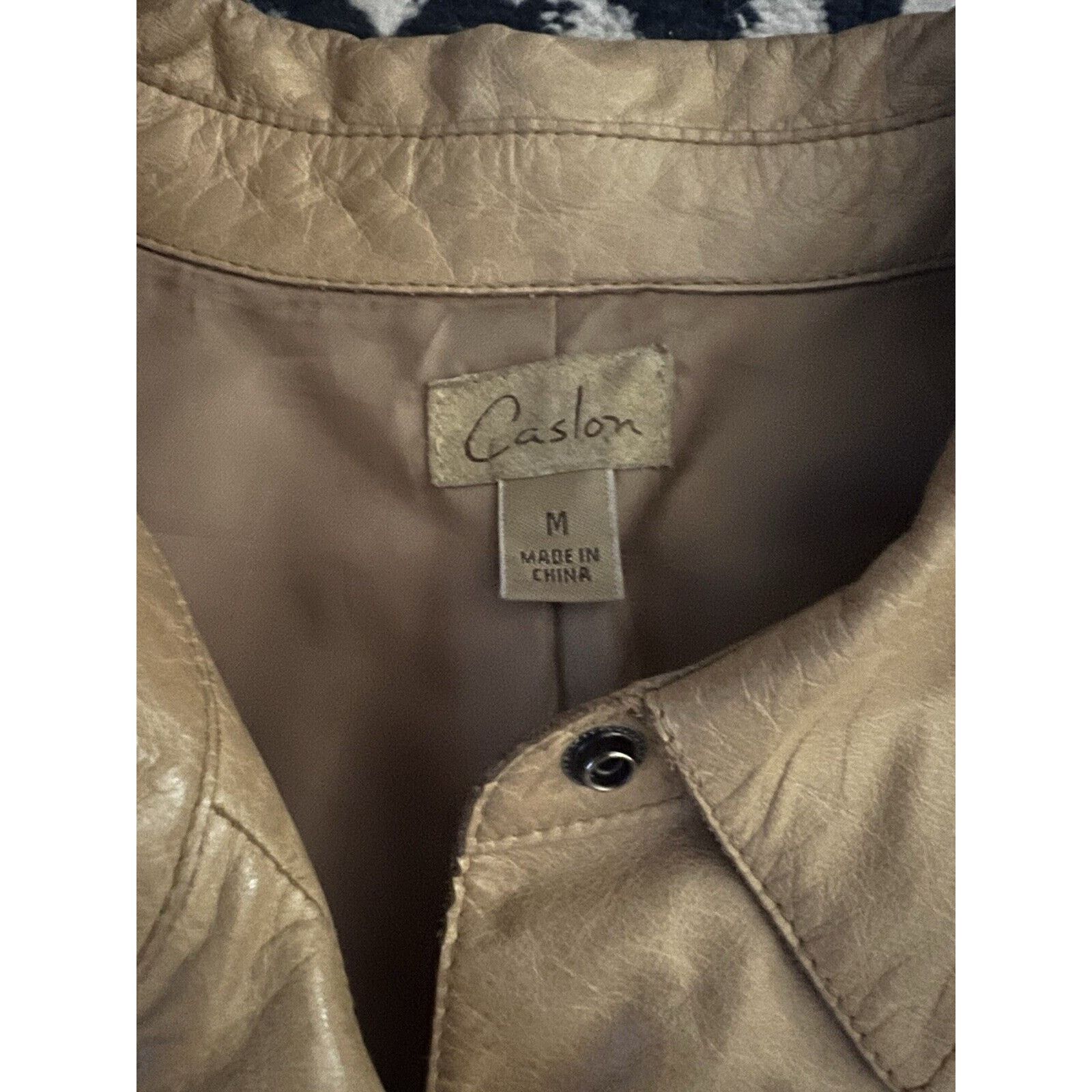 Vintage VTG Caslon Tan Brown Leather Snap Collared Jacket M Size M / US 6-8 / IT 42-44 - 2 Thumbnail