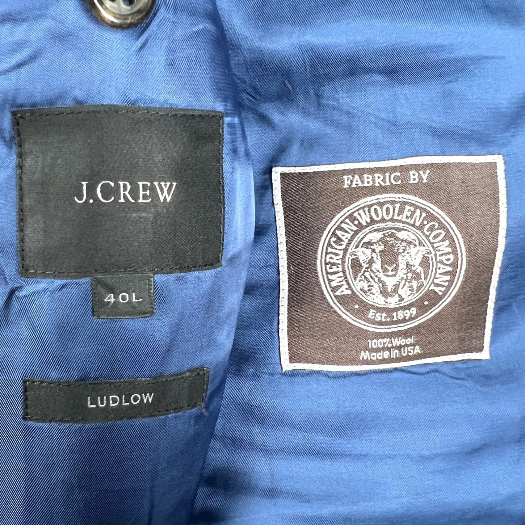J.Crew J Crew Ludlow Mens 40L Blue Wool Sport Coat Blazer Suit Jacket American Woolen Size 40R - 4 Thumbnail