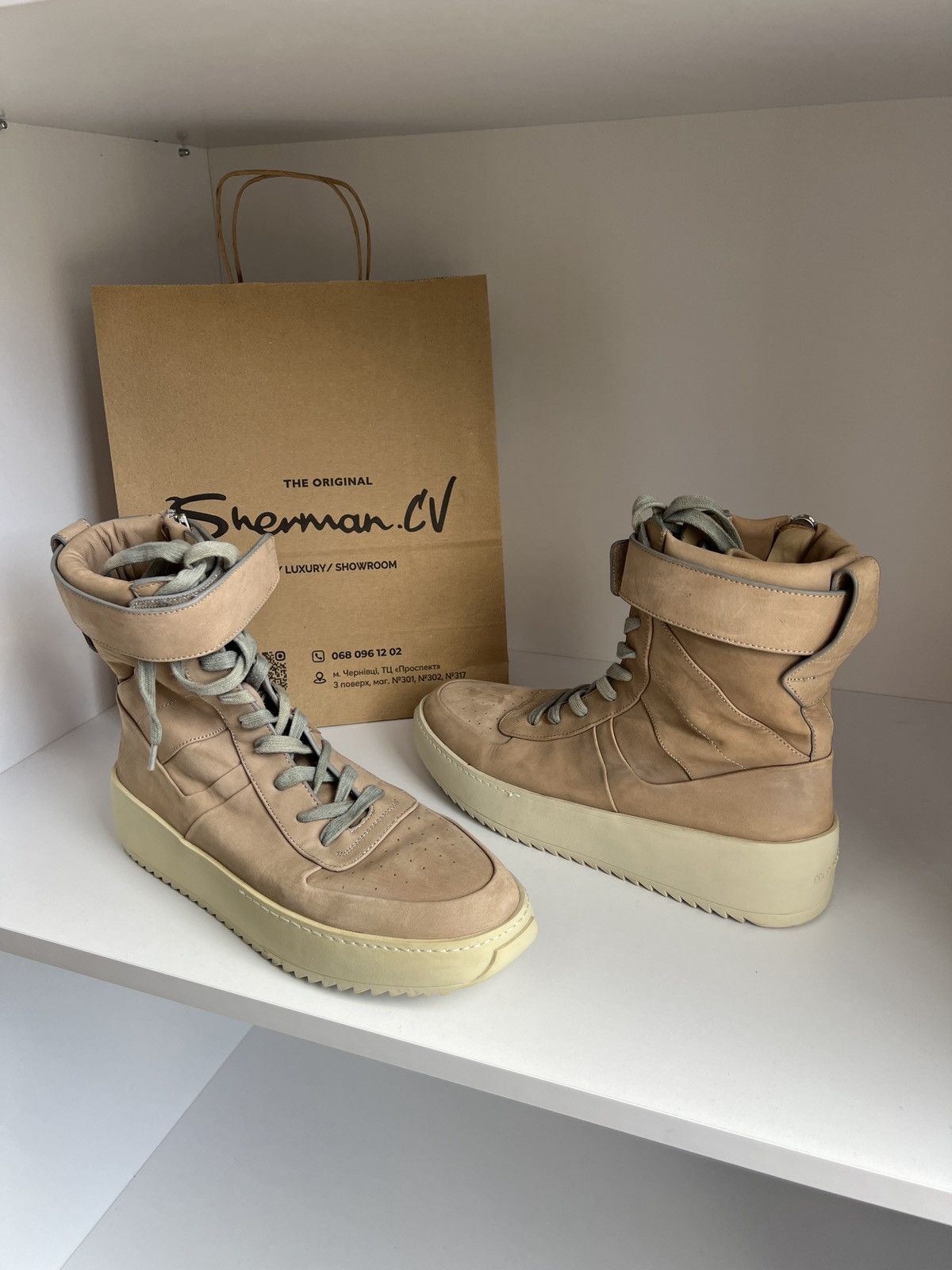 Fear of God × Vintage Vintage FEAR OF GOD nabuk military high top sneakers boots Size US 13 / EU 46 - 3 Thumbnail