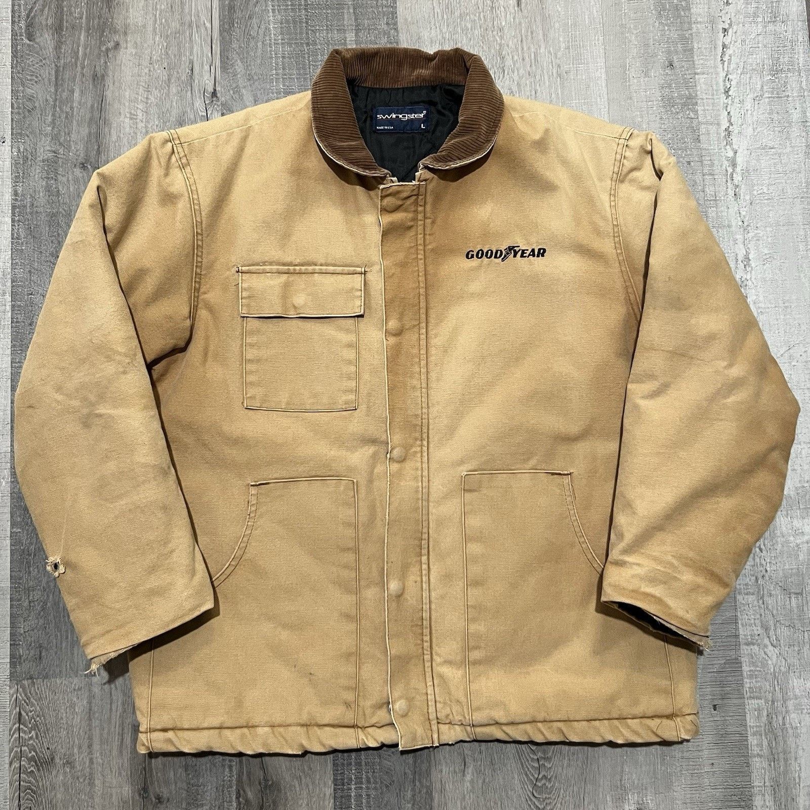 Swingster VTG Good Year Faded Canvas Work Wear Swingster Chore Jacket Size US L / EU 52-54 / 3 - 1 Thumbnail