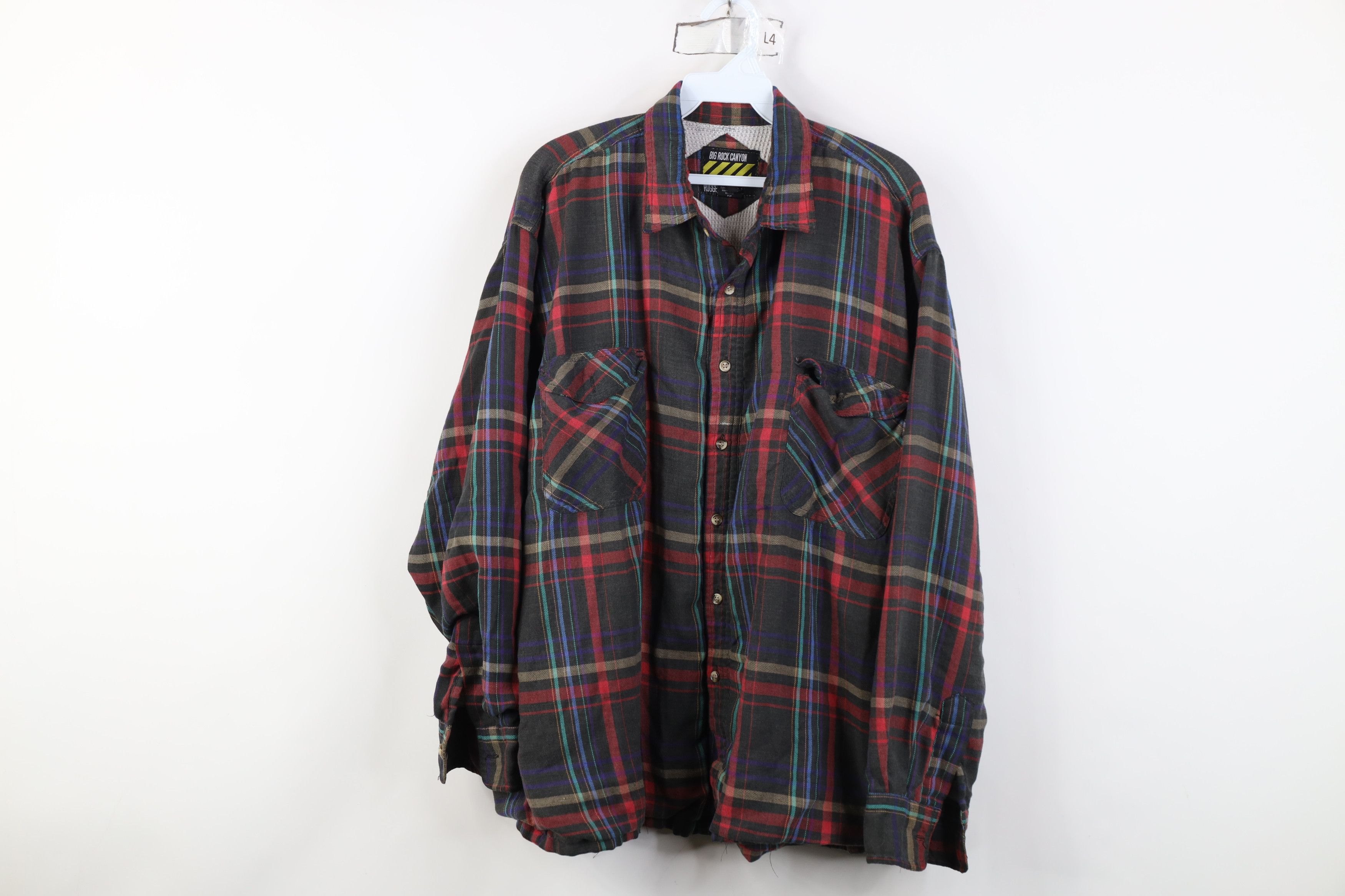 Vintage Vintage 90s Streetwear Waffle Lined Flannel Shirt Jacket Jac Size US L / EU 52-54 / 3 - 1 Thumbnail