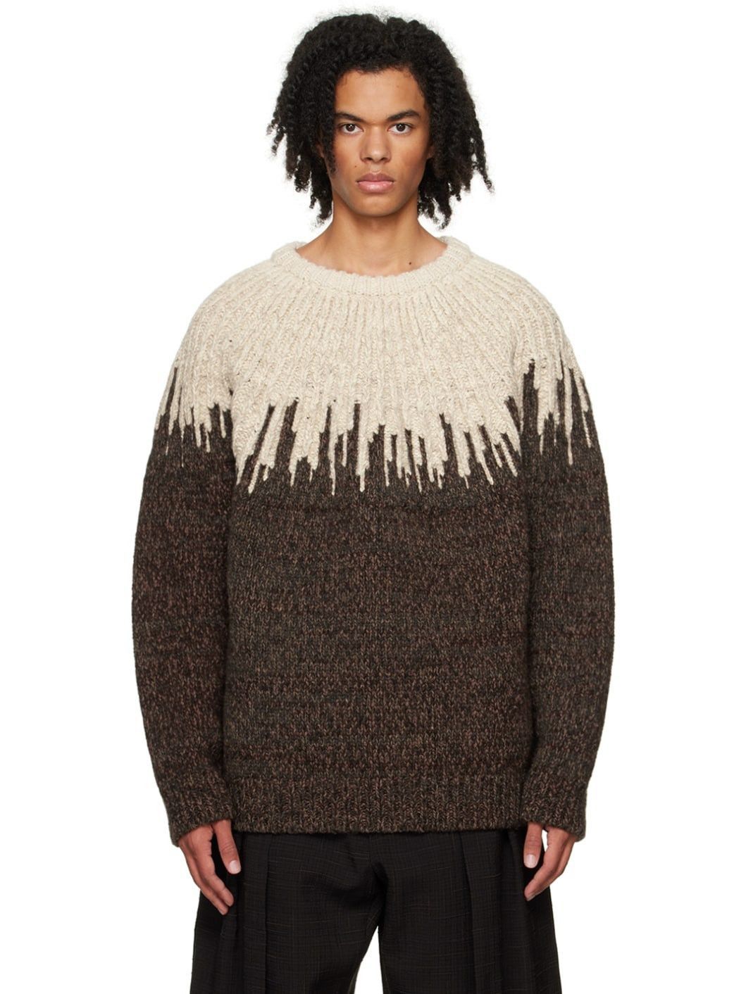Bottega Veneta Graphic Wool Sweater in Brown Size US M / EU 48-50 / 2 - 1 Thumbnail