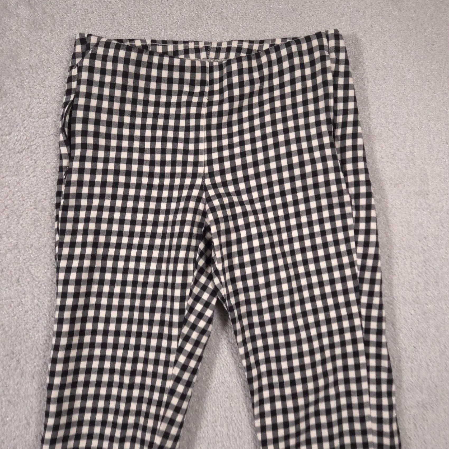 J. Jill J. Jill Essential Cotton Stretch Pants Womens 6 Black Beige Gingham Slim Ankle Dress Pants Zip Zipper 30in 26in Size 28" / US 6 / IT 42 - 3 Thumbnail