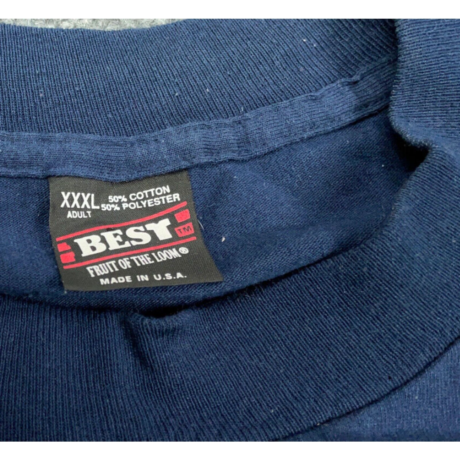 Fruit Of The Loom VTG 90s Dark Blue Flowers Puff Print T-Shirt Adult 3XL Single Stitch USA Made - Fruit of the Loom Shirt Mens Blue Floral Puff Print Cotton Blend Size US XXL / EU 58 / 5 - 5 Thumbnail