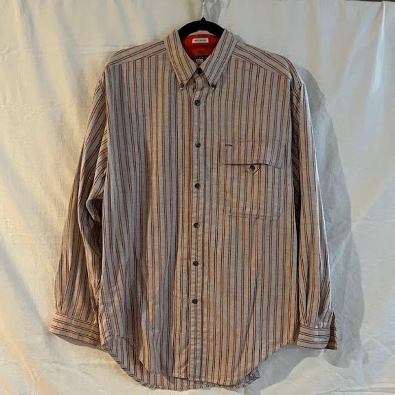 Tommy Hilfiger VTG Tommy Hilfiger Shirt Red Khaki Yellow Stripe Button Down Size US S / EU 44-46 / 1 - 1 Thumbnail
