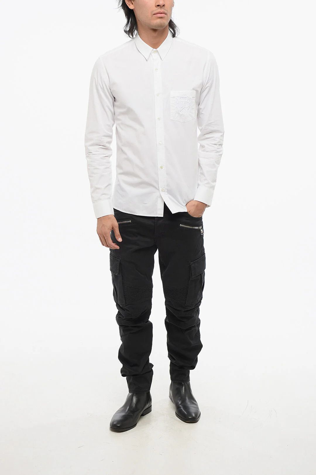 Balmain og1mm0326 Cotton Poplin Shirt in White Size US S / EU 44-46 / 1 - 4 Thumbnail