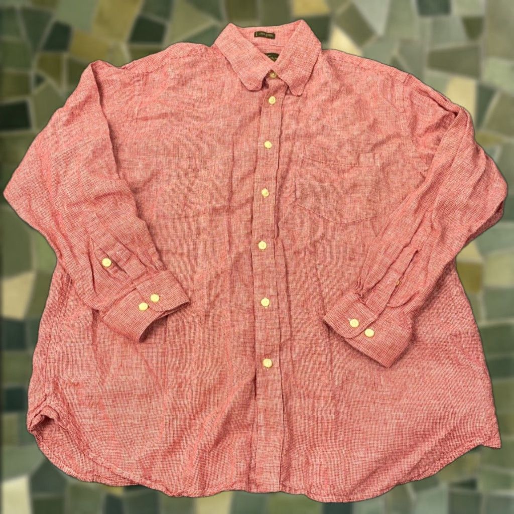 Orvis Orvis Signature Collection Shirt Mens XL Red Houndstooth Linen Button Up Size US XL / EU 56 / 4 - 1 Thumbnail