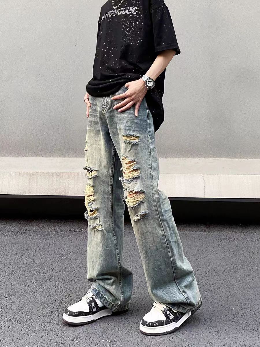 Designer × Jean × Vintage baggy vintage wash ripped Y2K jeans Size US 34 / EU 50 - 3 Thumbnail