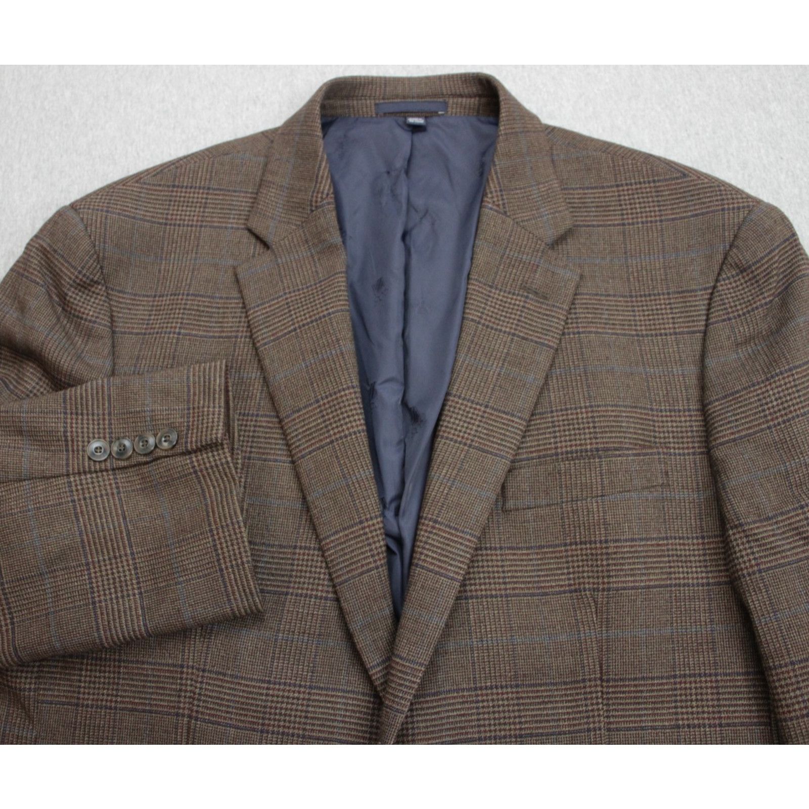 Jos. A. Bank Jos A Bank Blazer 1905 Mens Size 44R Brown Plaid Wool Blend Size 44R - 1 Thumbnail