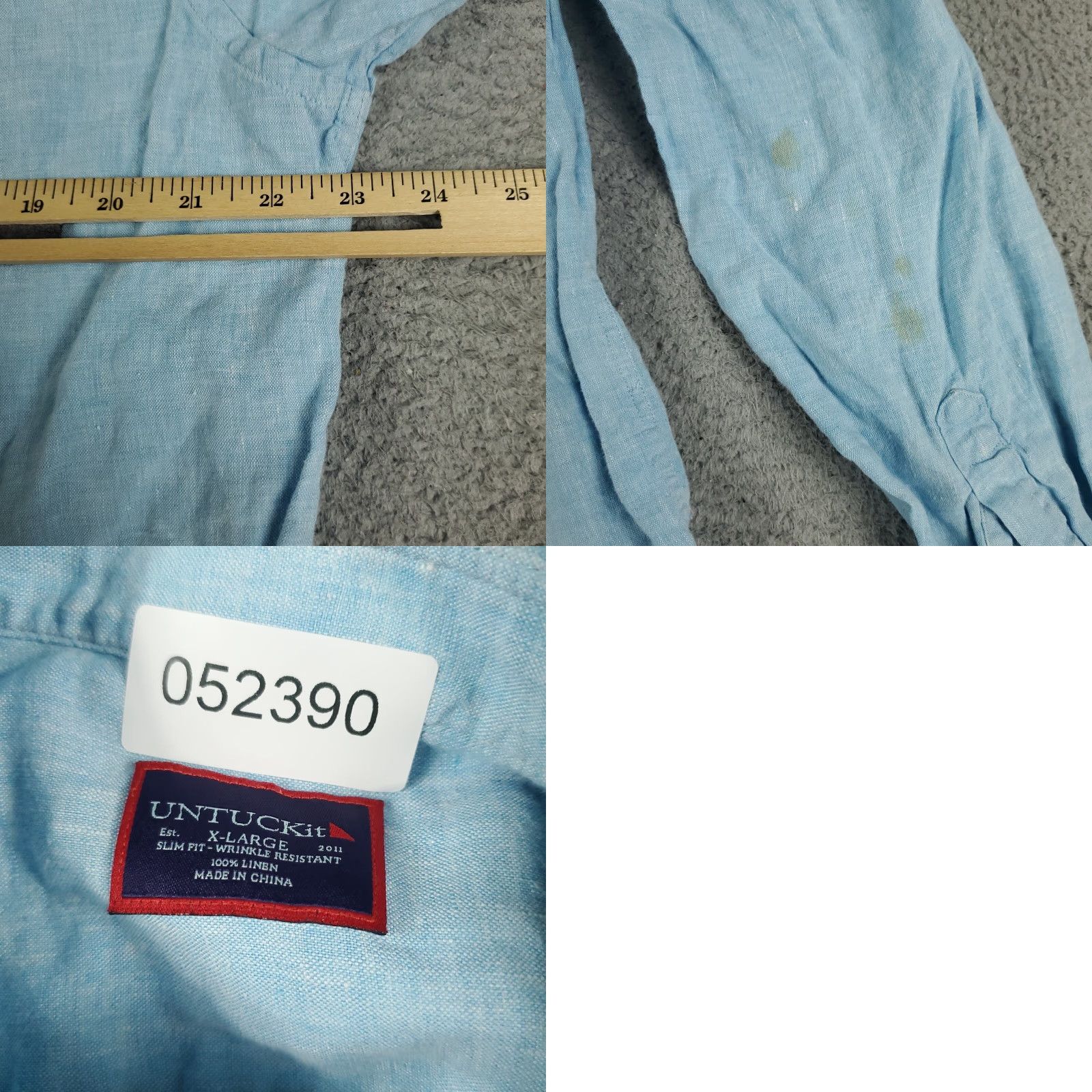 UNTUCKit UNTUCKit Casual Button-Up Shirt Mens XL Blue Linen Long Sleeve Regular Fit Size US XL / EU 56 / 4 - 8 Thumbnail