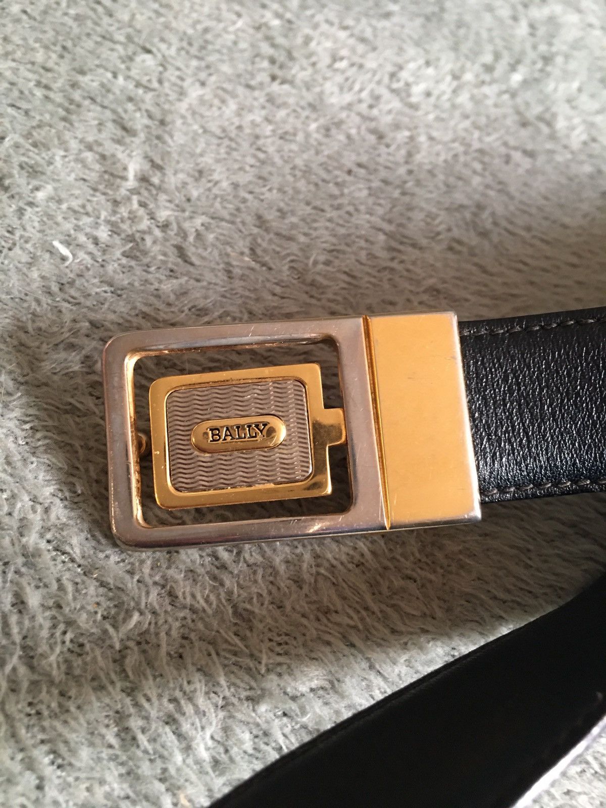 Bally BALLY Black/Grey Leather Italy Mens Belt Size ONE SIZE - 2 Thumbnail