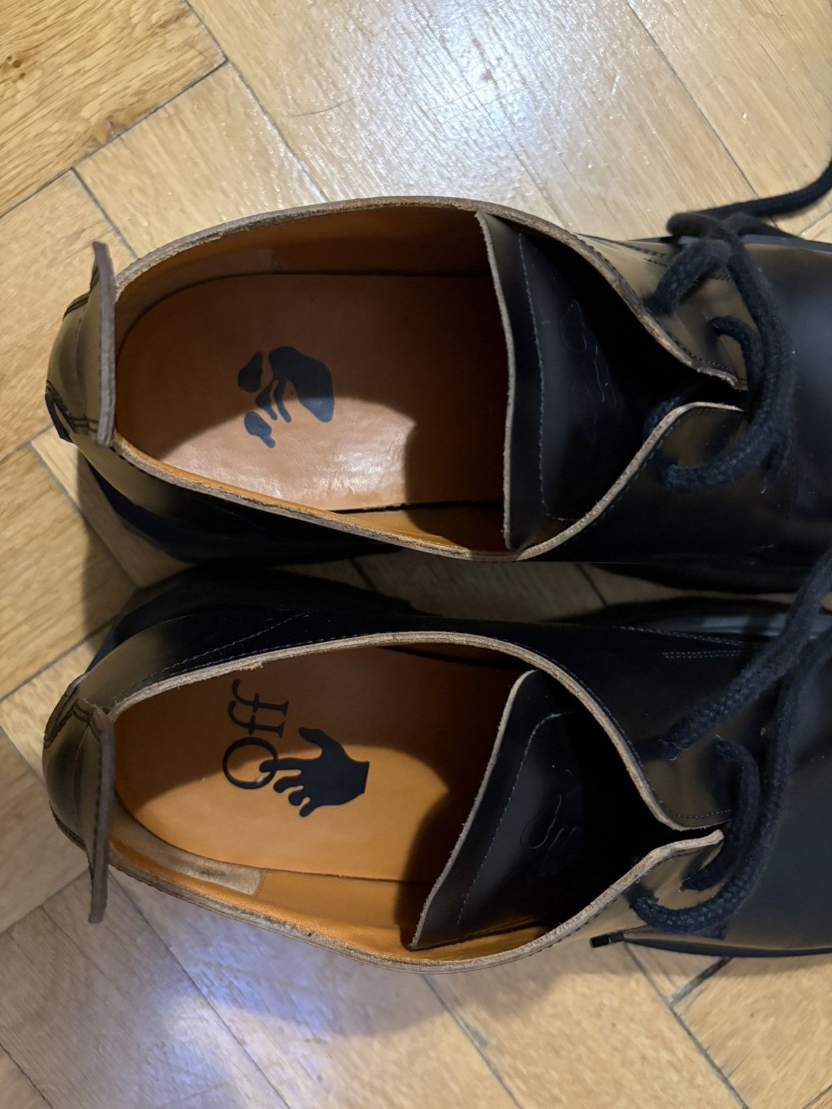 Off-White Black Leather Spongesole Derby Shoes Size US 10 / EU 43 - 11 Thumbnail