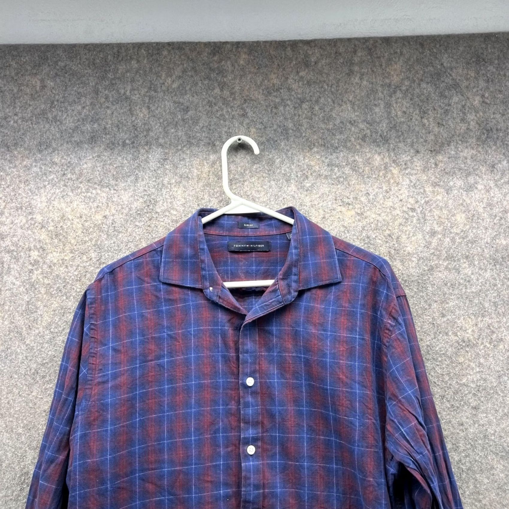 Tommy Hilfiger Tommy Hilfiger Shirt Men Large Piad Blue Casual Button Down Preppy Slim Fit Size US L / EU 52-54 / 3 - 2 Thumbnail