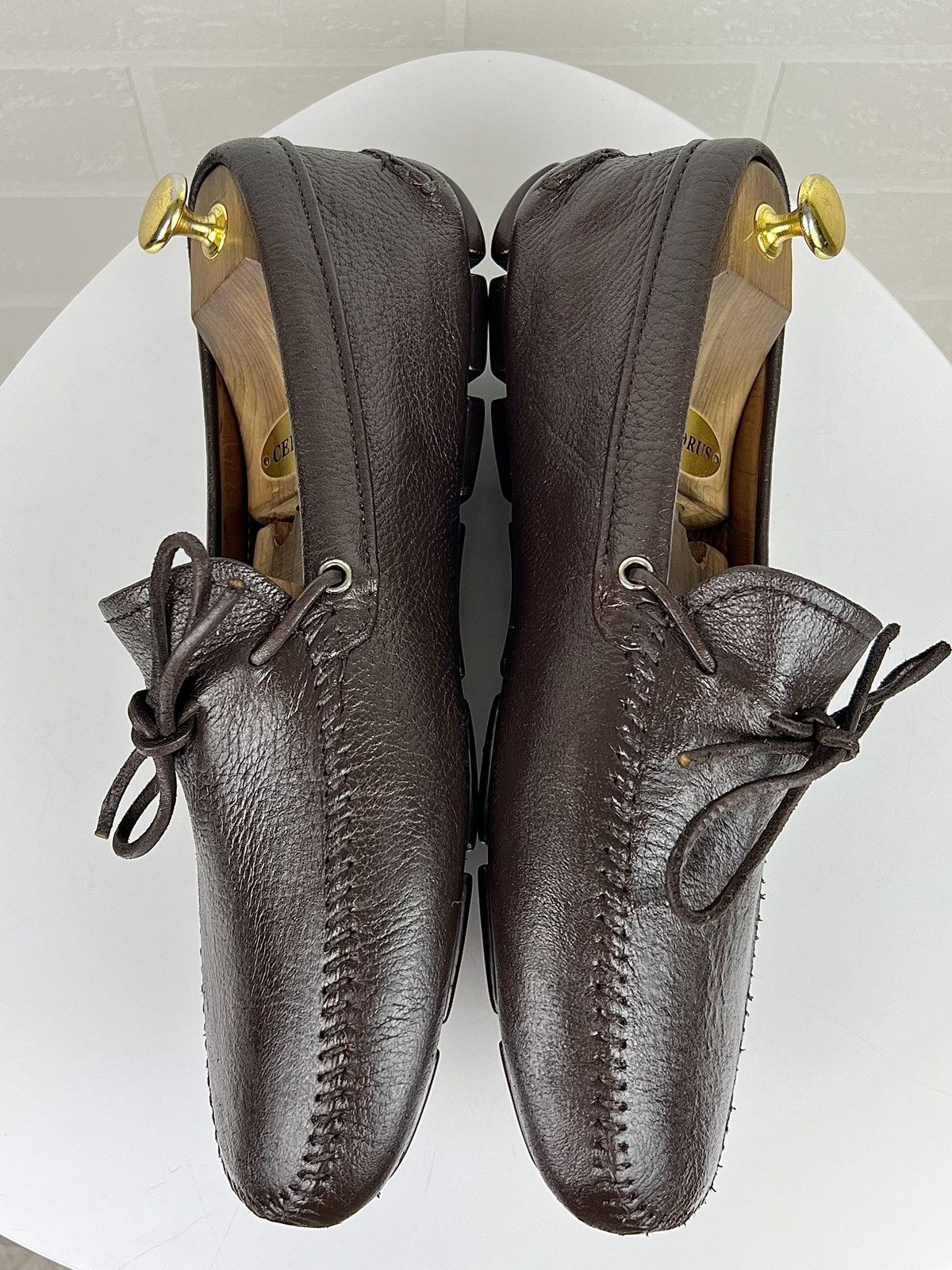 Prada PRADA MILANO Loafers Leather Drivers Mocassins Logo Brown Size US 10 / EU 43 - 11 Thumbnail