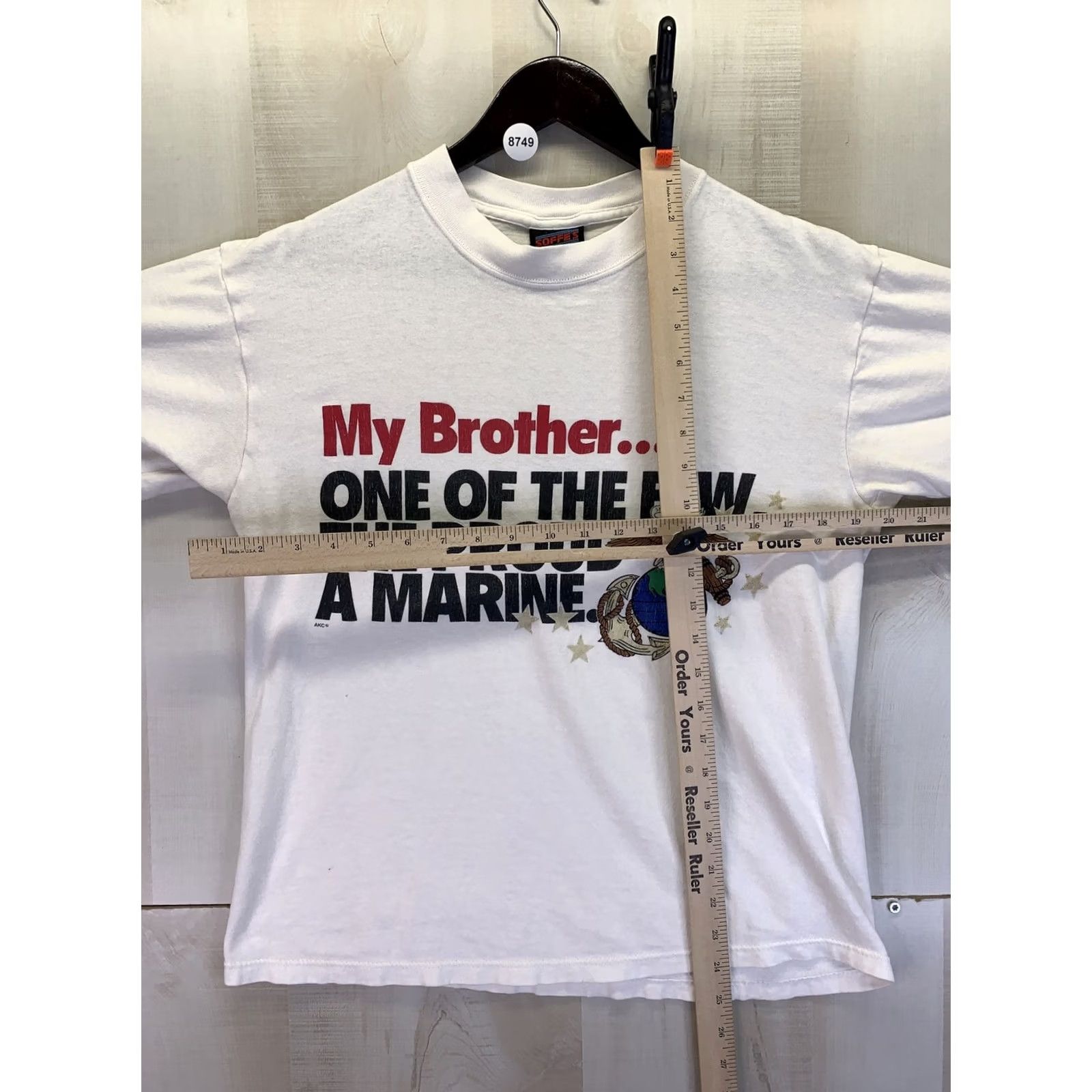 Soffe VINTAGE Soffes Choice Single Stitch My Brother Marine Adult Graphic T Shirt Medium White unisex 1990s Shirt Mens Womens Size US M / EU 48-50 / 2 - 4 Thumbnail