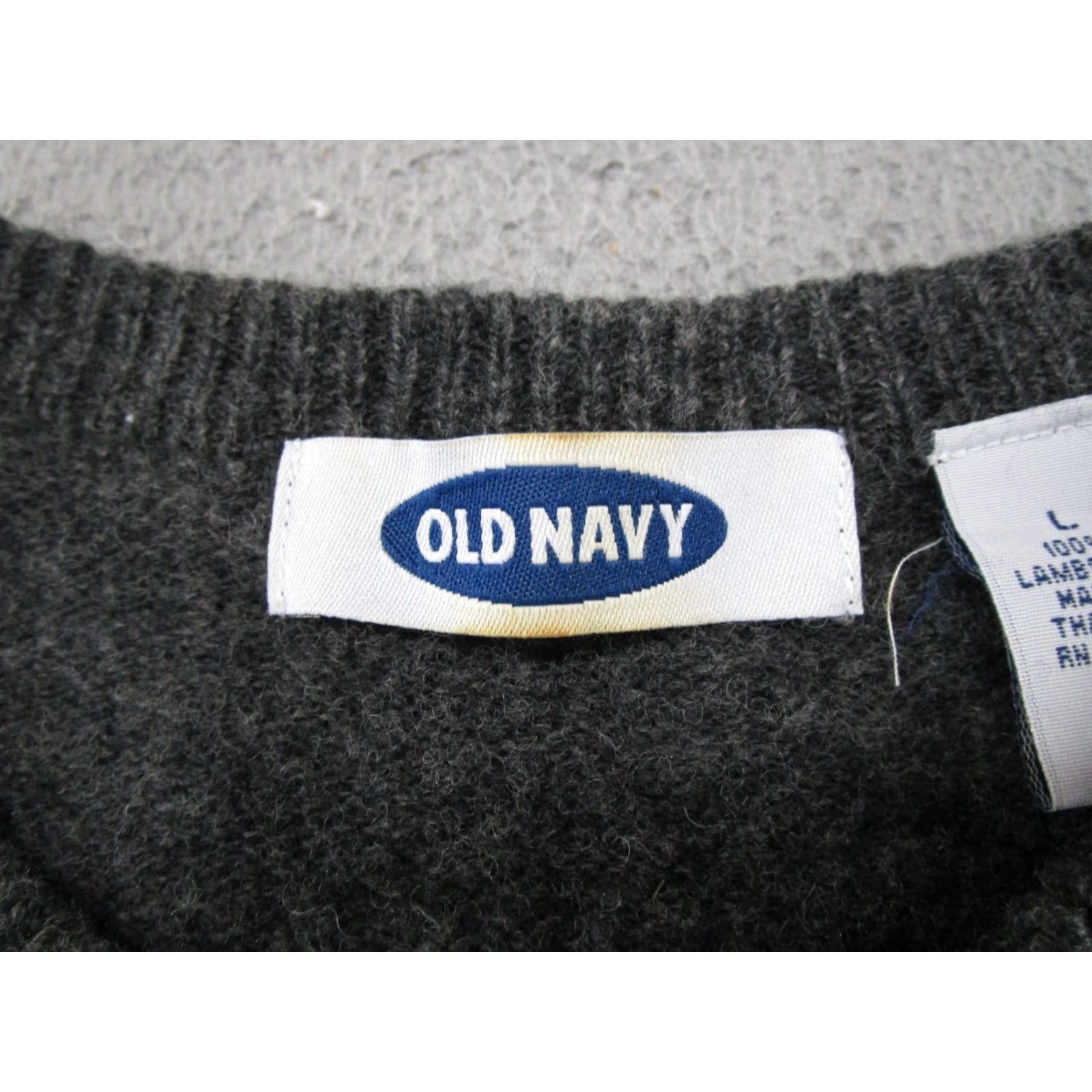 Old Navy VINTAGE Old Navy Sweater Pullover Women's Gray 100% Lambswool Size L Knit Size L / US 10 / IT 46 - 3 Thumbnail