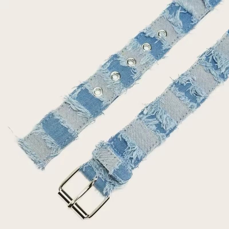 Designer × Japanese Brand × Leather Denim Waist Belt metal buckle Size ONE SIZE - 4 Thumbnail
