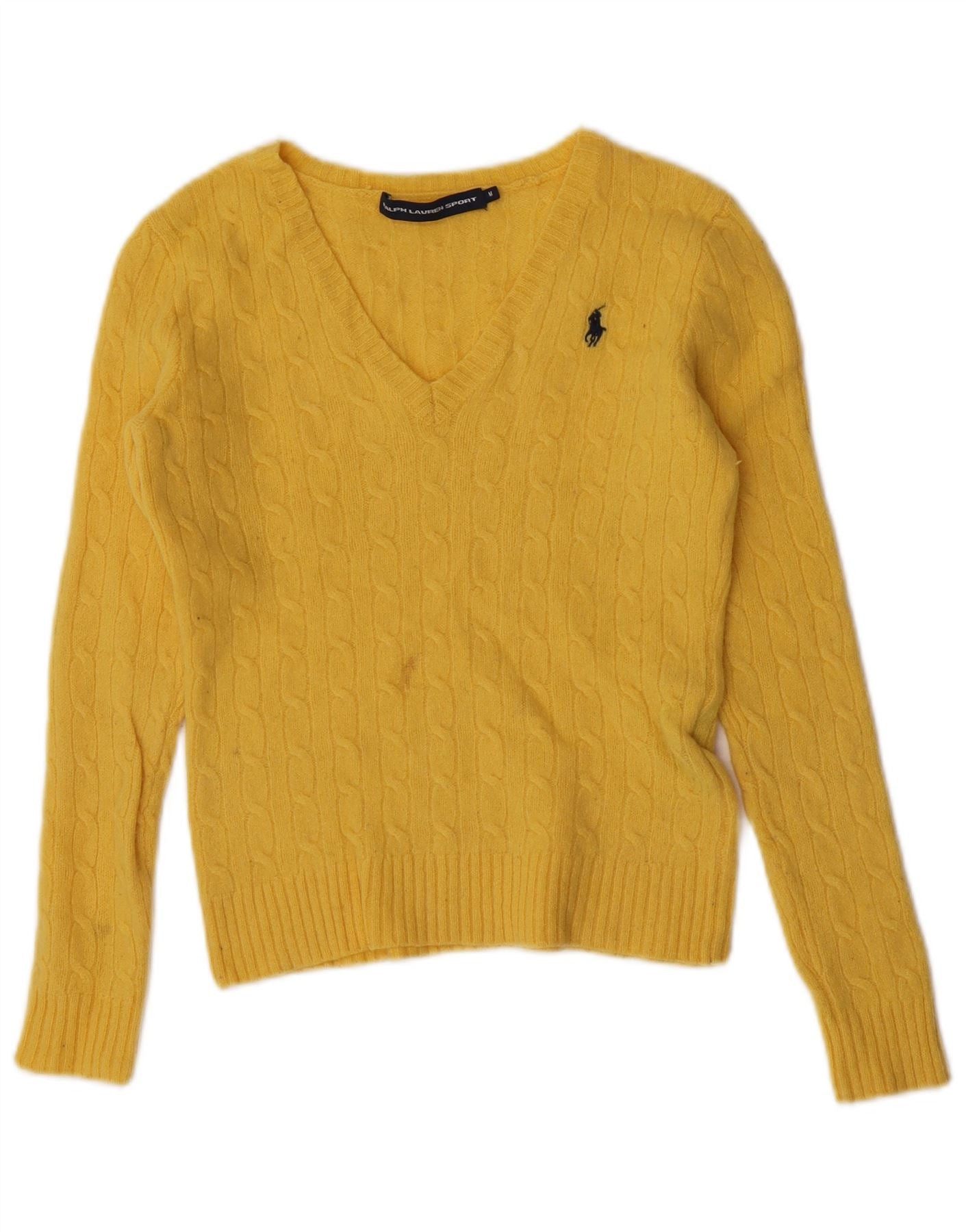 Ralph Lauren Girls V-Neck Jumper Sweater 10-11 Years Medium Yellow Size M / US 6-8 / IT 42-44 - 1 Thumbnail