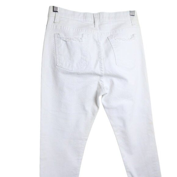 Oak + Fort Oak + Fort Frayed Raw Hem White Mid Rise Skinny Jeans Size 25" / US 0 / IT 36 - 5 Thumbnail