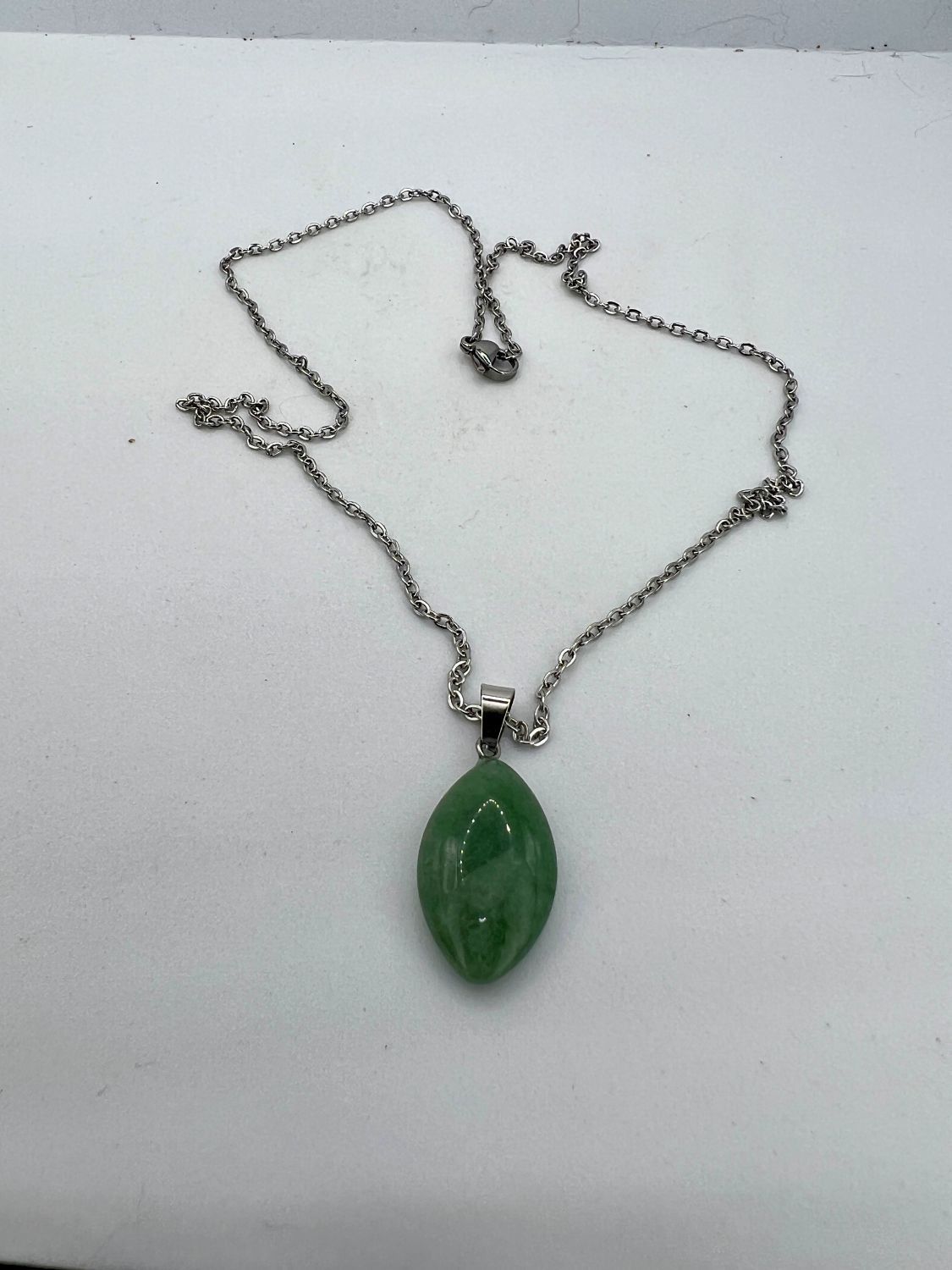 Jewelry Green Jade Silver Chain Necklace Size ONE SIZE - 4 Thumbnail