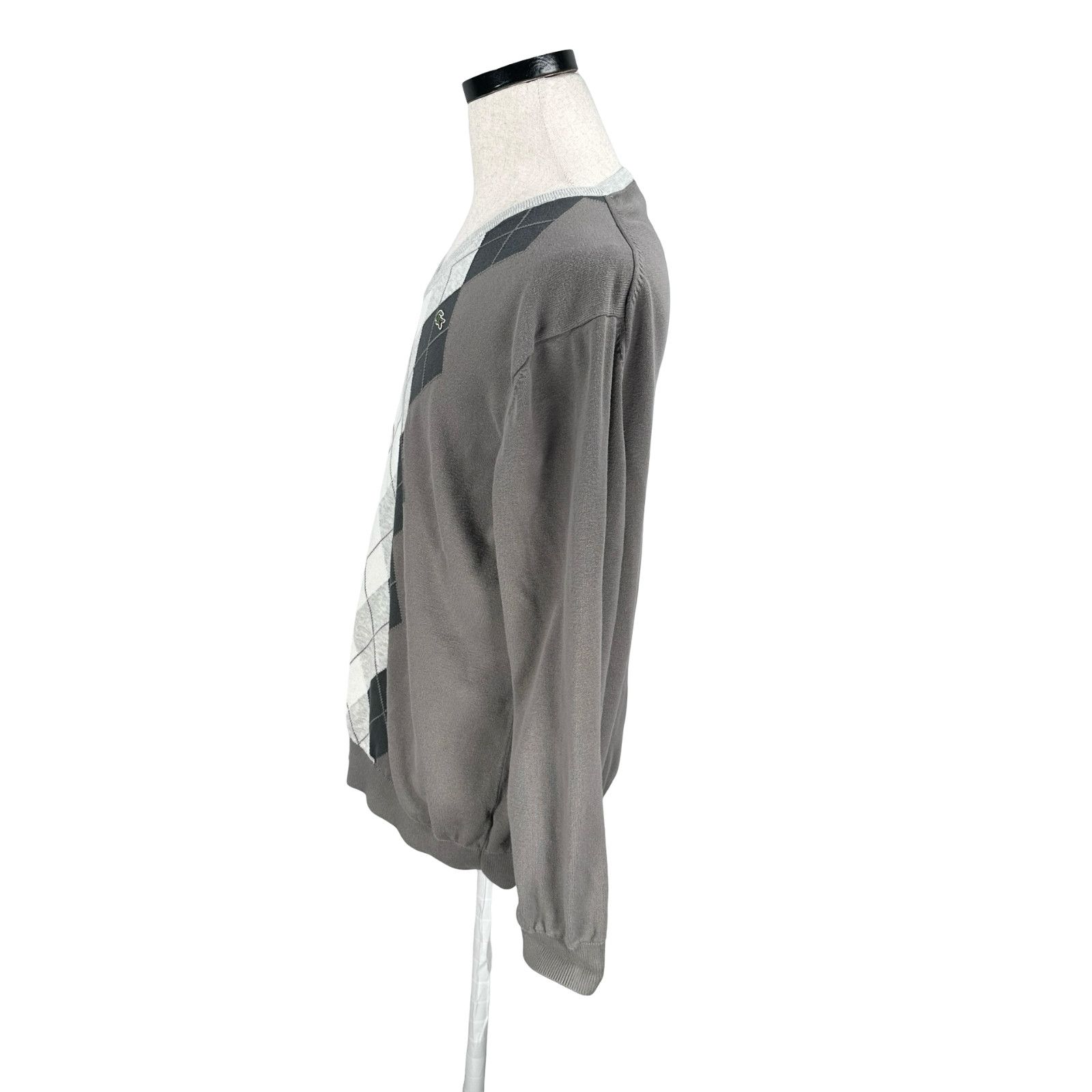 Lacoste Lacoste Sweater Men’s 6 Gray White Black Argyle Knit V-Neck Size US XL / EU 56 / 4 - 4 Thumbnail