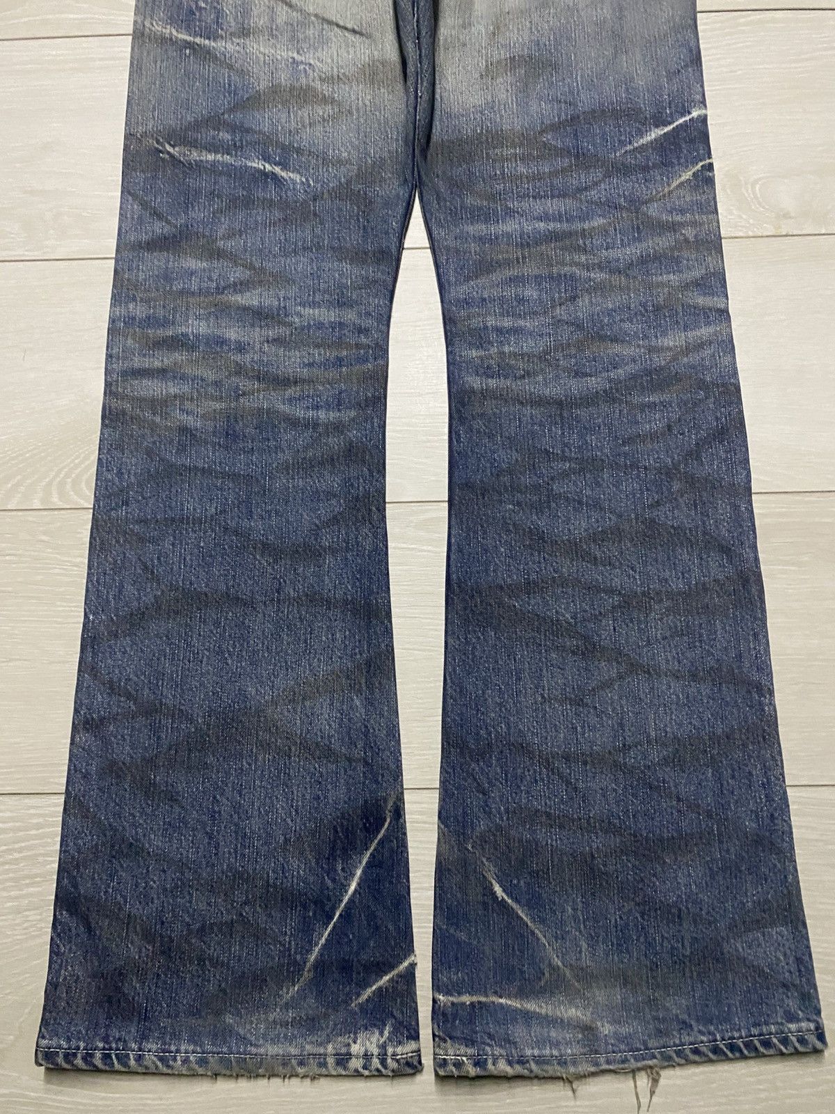 Tornado Mart Vintage BlueWay Garment Jeans Maker Crack Wash Flare Jeans Size US 33 - 6 Thumbnail