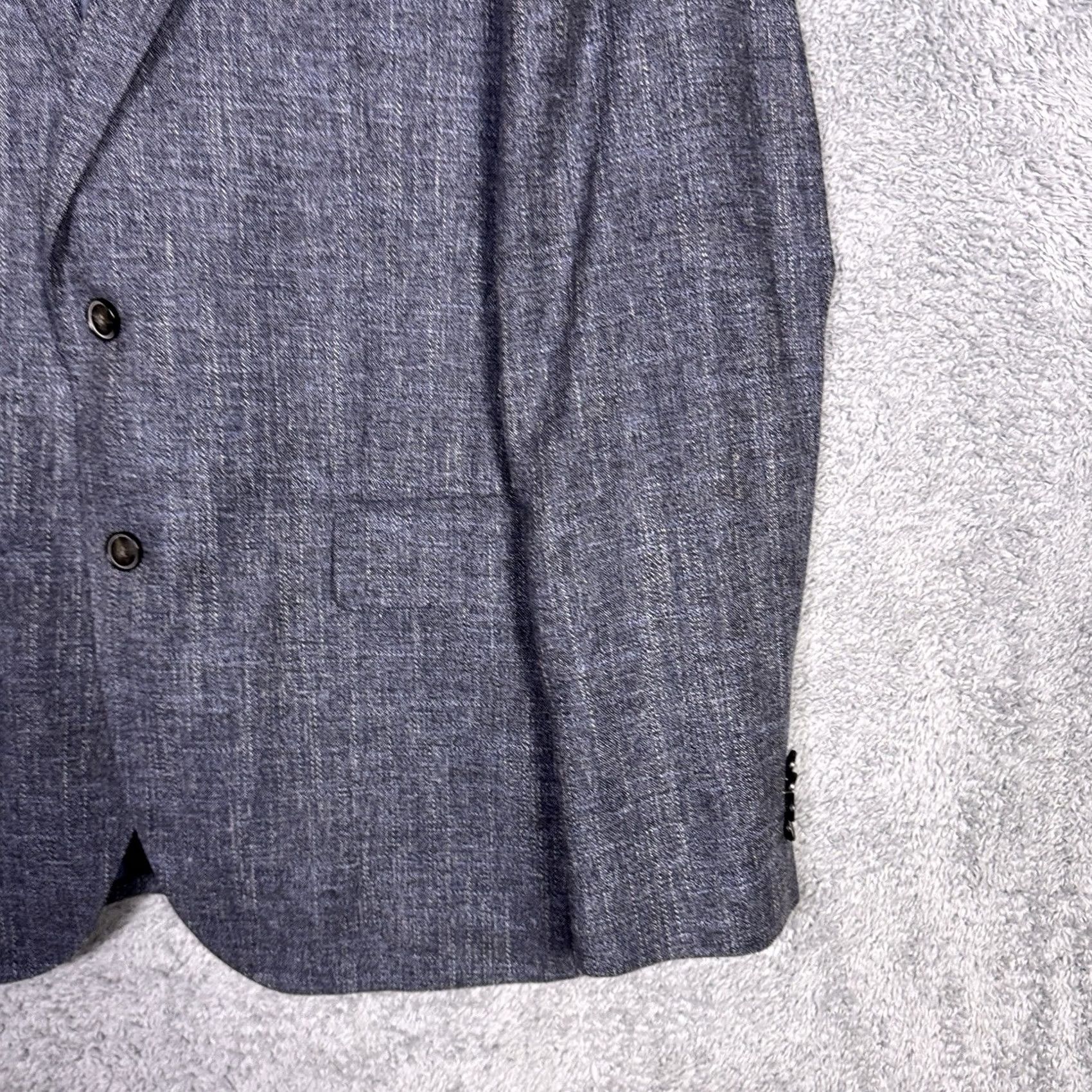 Rodd & Gunn Rodd & Gunn Mens L Blazer Sport Coat Italy Suit Jacket Virgin Wool Linen Cotton Blue Herringbone Classic Designer Size 42R - 3 Thumbnail