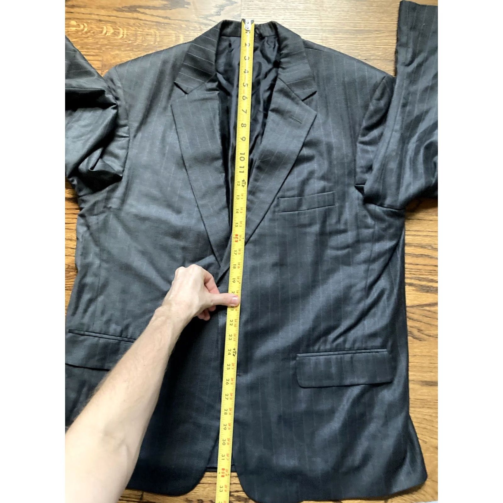 Ermenegildo Zegna Ermenegildo Zegna Blazer Wool Jacket Mens Charcoal Gray Sz 46R Pinstriped Size 46R - 6 Thumbnail