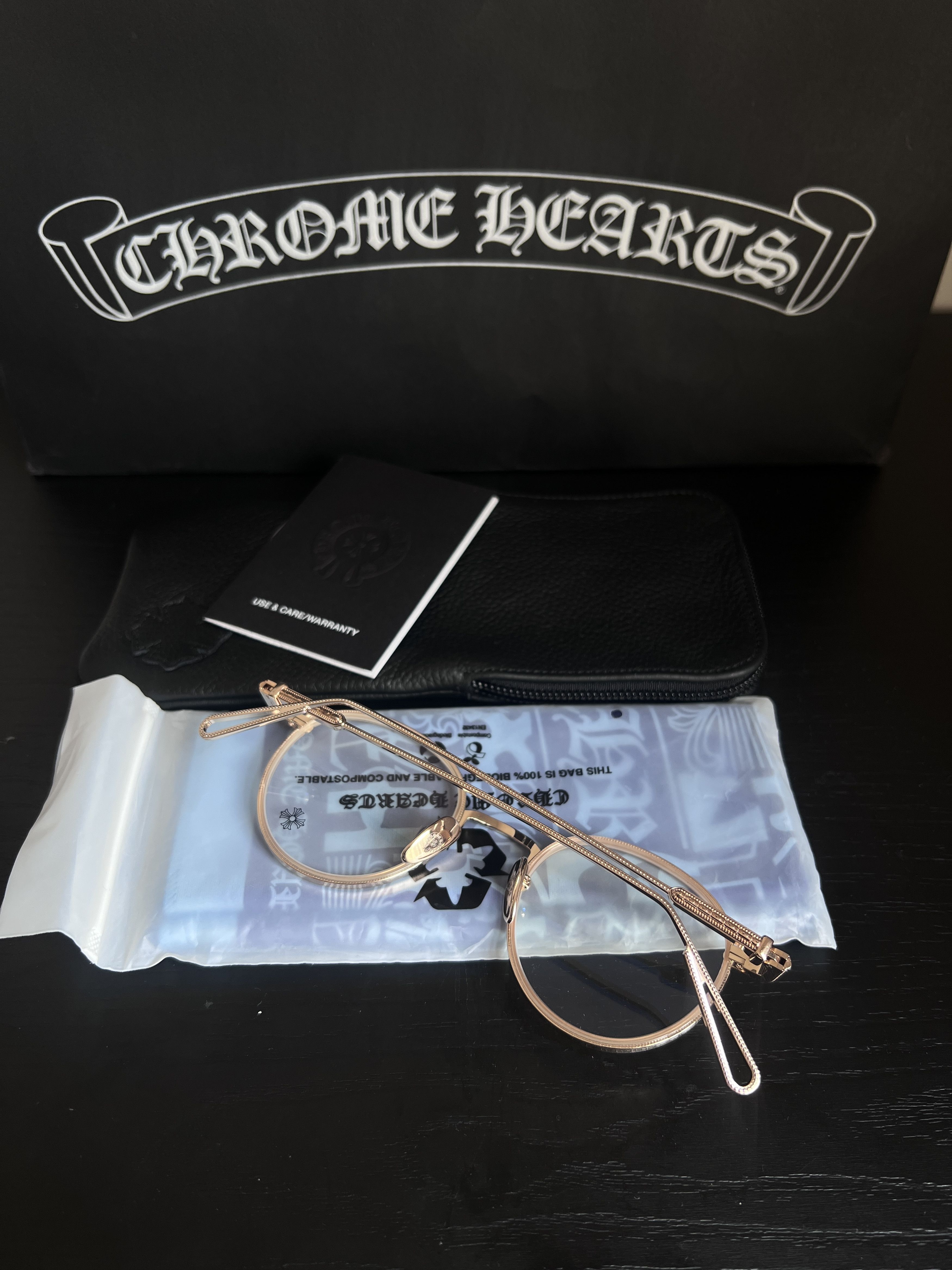 Chrome Hearts CHROME HEARTS SEXCEL CRYSTAL/GOLD PLATED GLASSES Size ONE SIZE - 4 Thumbnail