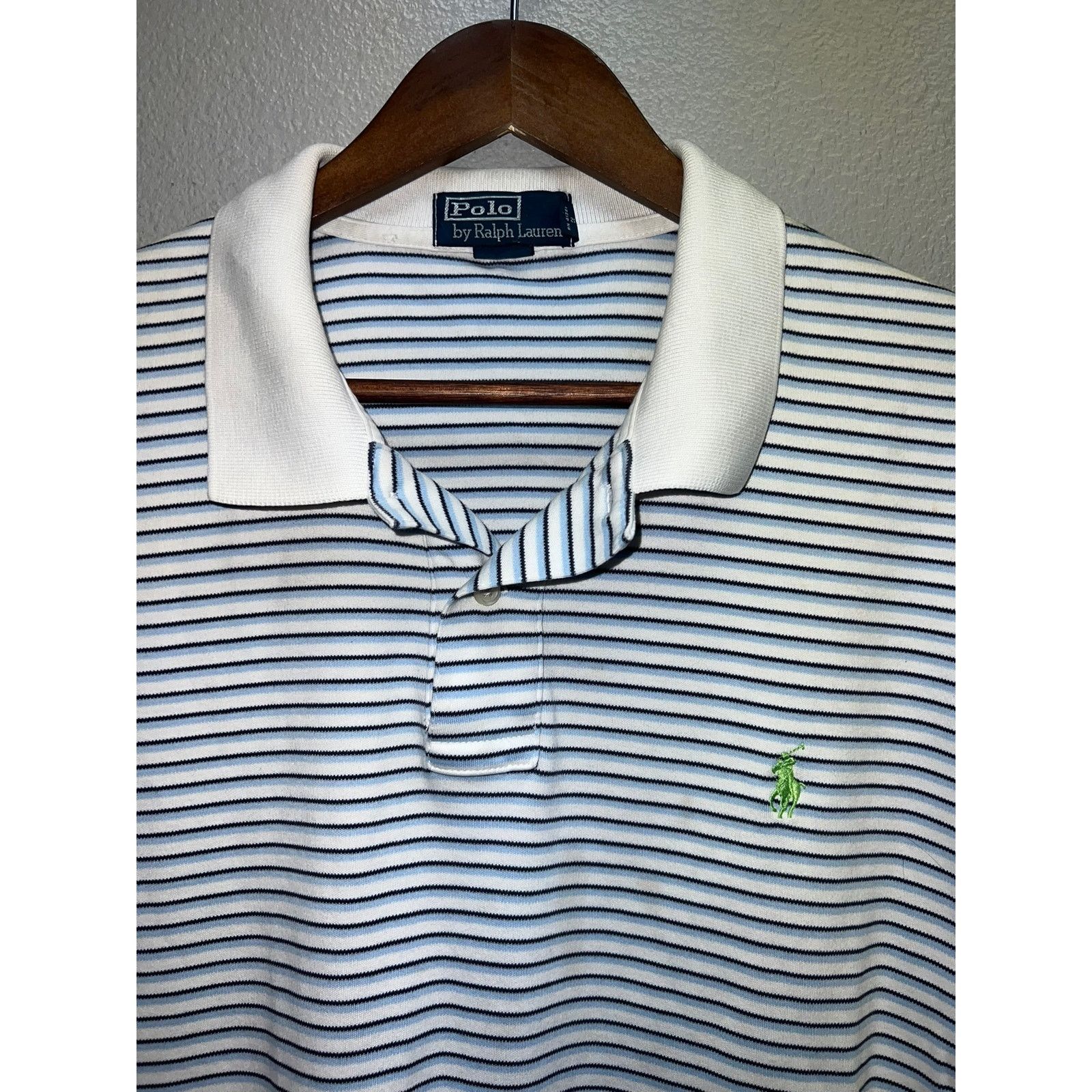 Polo Ralph Lauren Vintage Polo Ralph Lauren Striped Polo Shirt White Pony XL Size US XL / EU 56 / 4 - 2 Thumbnail