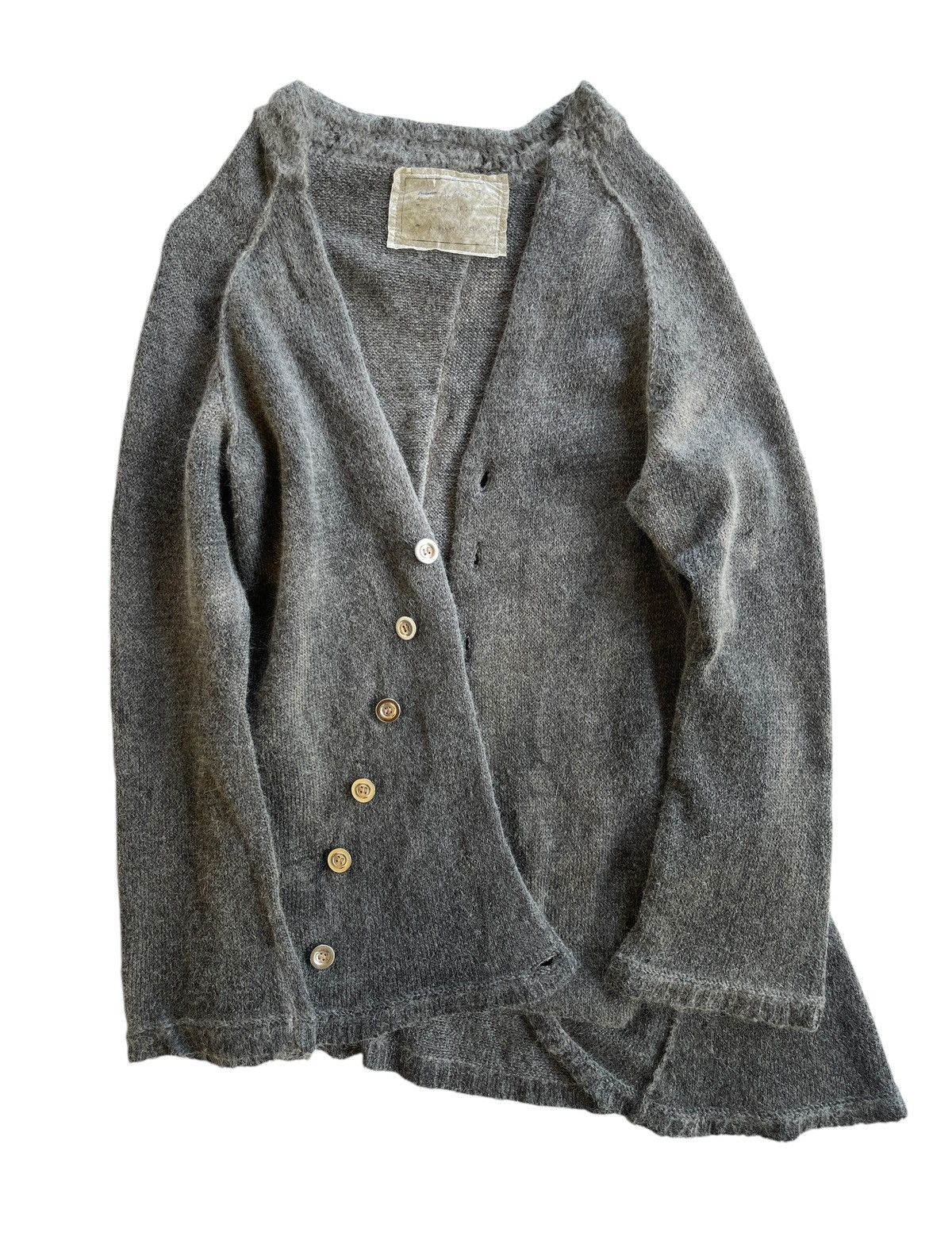 Japanese Brand 2005 Ambient Iconic Assymetrical Wool Mohair Cardigan Size S / US 4 / IT 40 - 3 Thumbnail