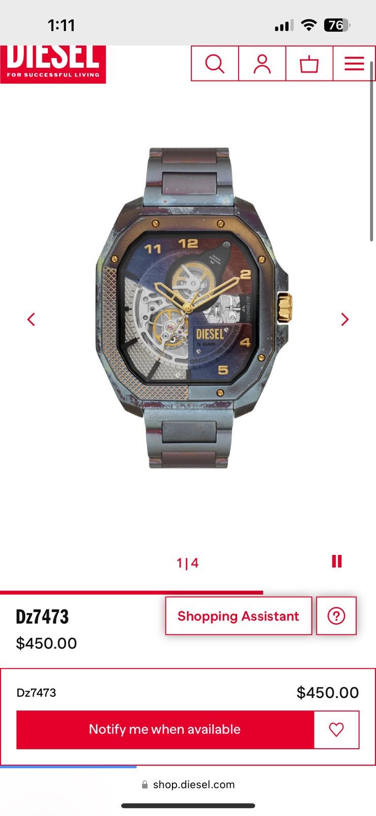 Designer × Diesel DIESEL FLAYED HEAT STAINLESS WATCH Size ONE SIZE - 7 Thumbnail