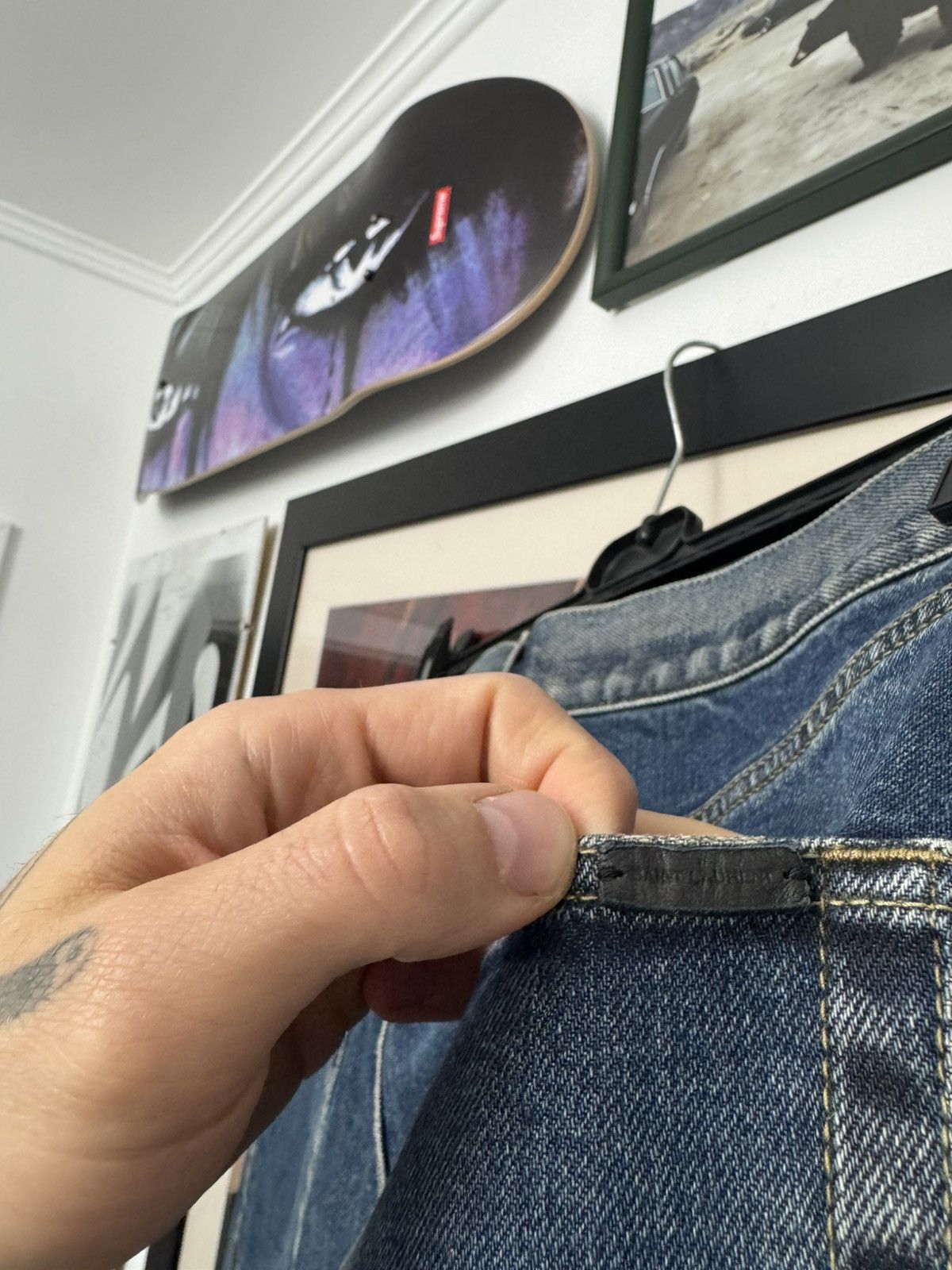 Saint Laurent Paris Saint Laurent D02 Designer Skinny Jeans Big Size Blue Denim Size US 38 / EU 54 - 6 Thumbnail