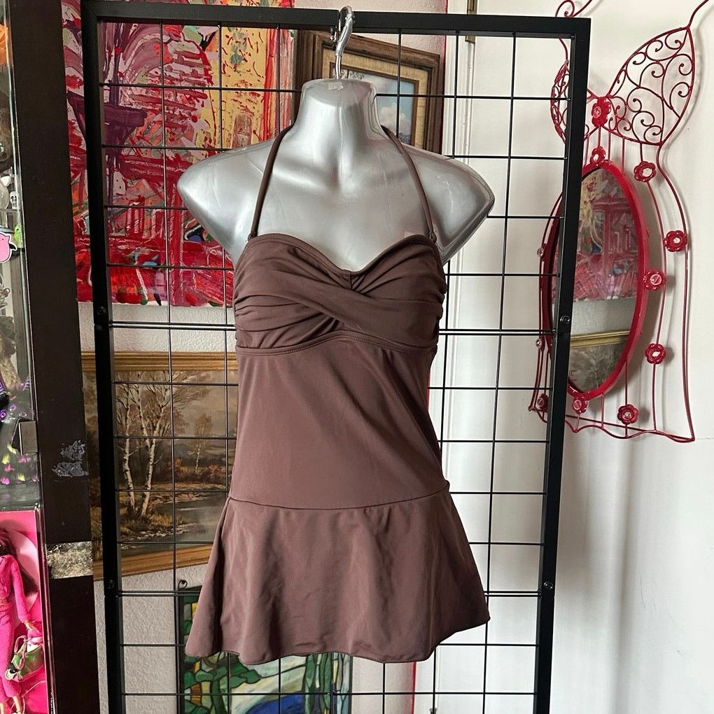 Merona merona brown one piece swimsuit halter dress Size S / US 4 / IT 40 - 1 Thumbnail