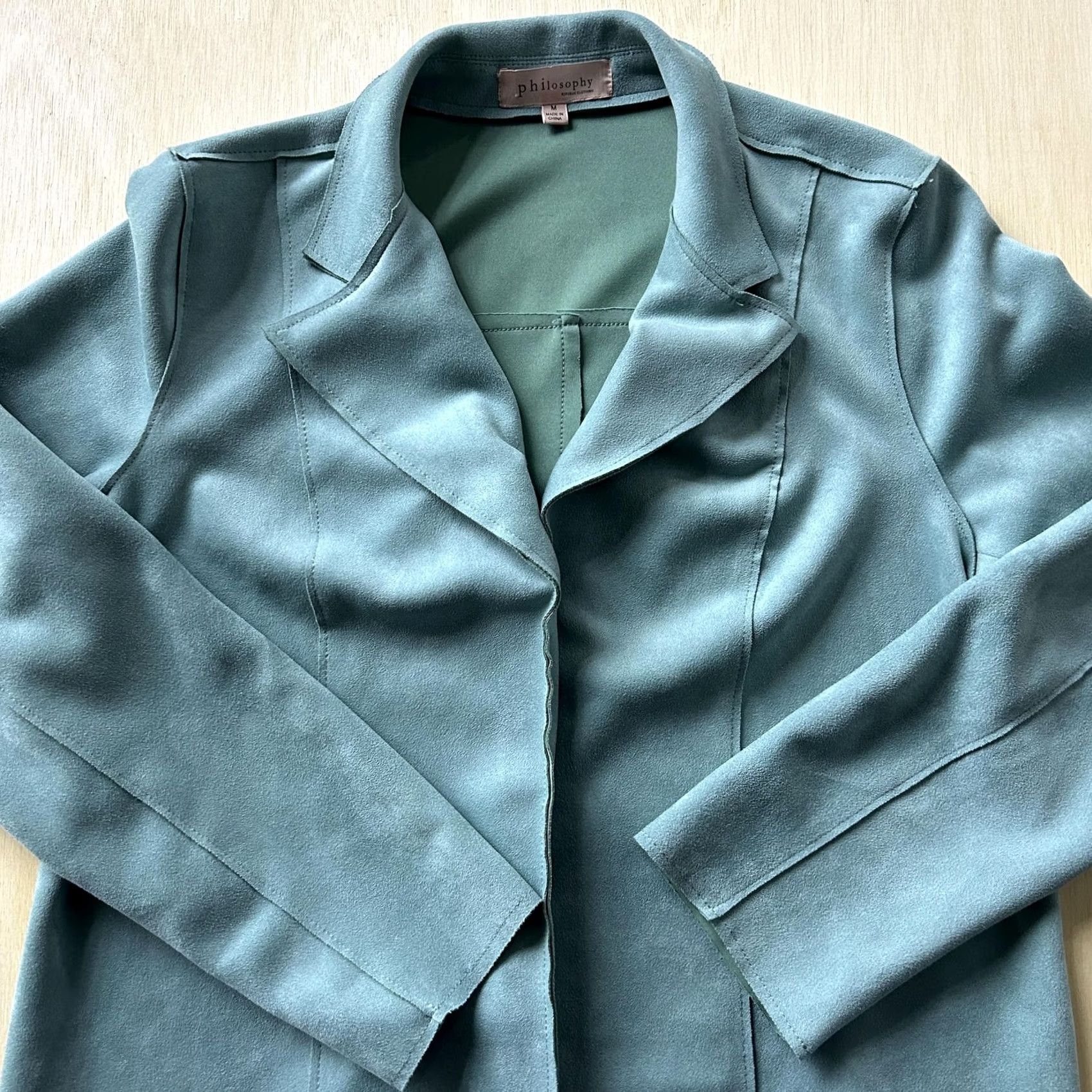 Vintage VINTAGE Philosophy Republic Clothing Coat Womens Medium Green Open Front Mid-Length Size M / US 6-8 / IT 42-44 - 3 Thumbnail