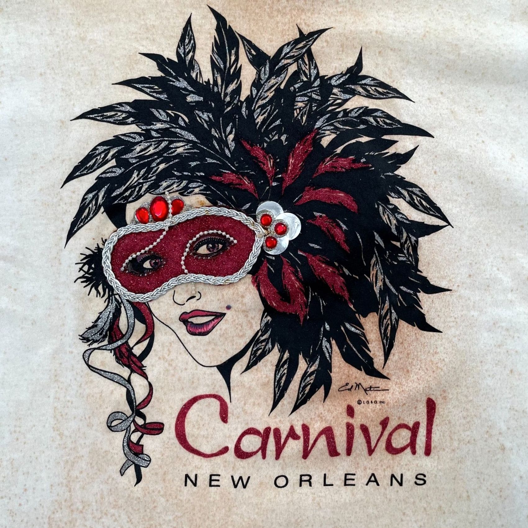 Vintage VINTAGE Mardi Gras Shirt XL Womens New Orleans Carnival Art Glitter Ladies 80s Size XL / US 12-14 / IT 48-50 - 4 Thumbnail