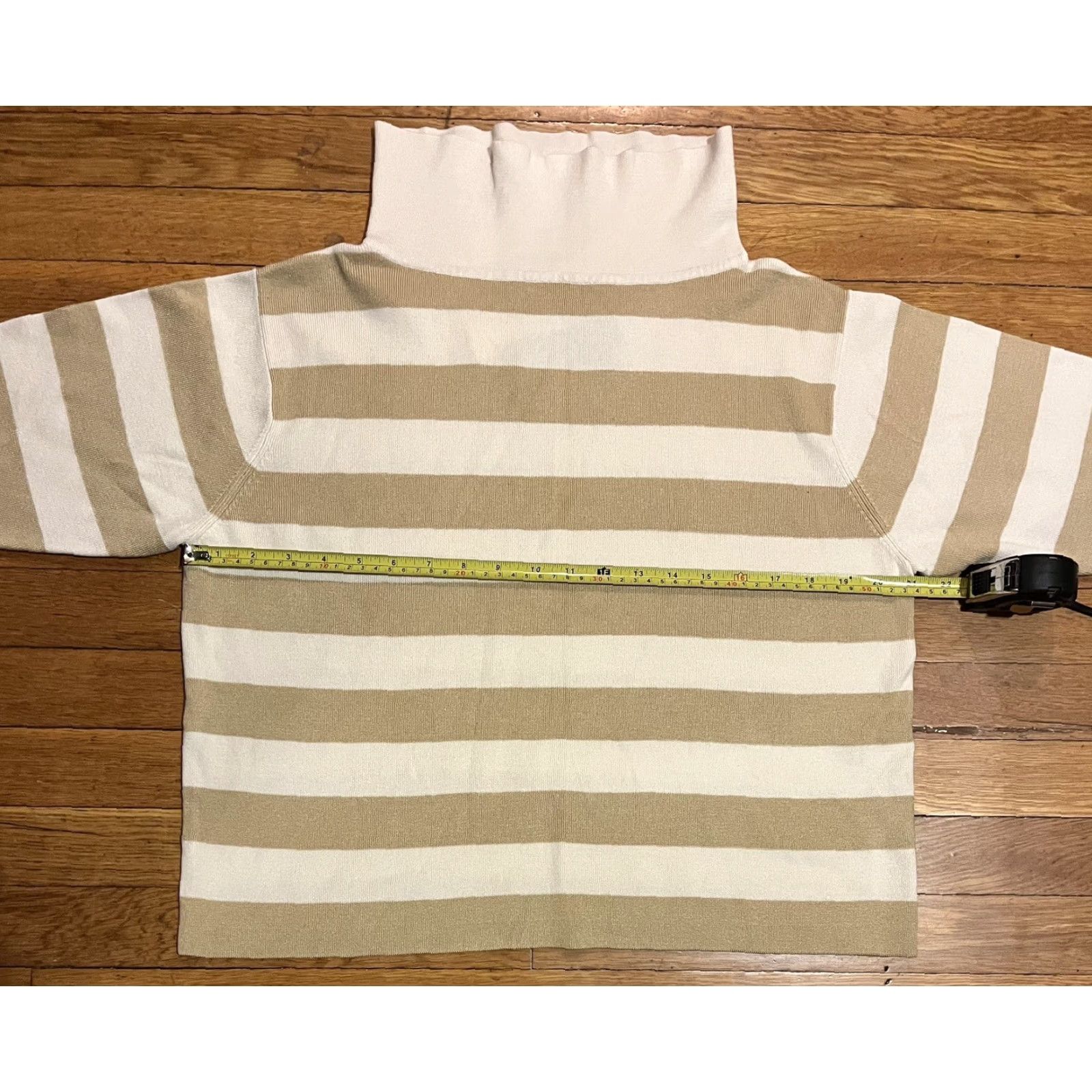 Melissa VINTAGE Mel & Lisa Sweater Turtleneck Crop Women’s Large Beige White Striped Size L / US 10 / IT 46 - 5 Thumbnail