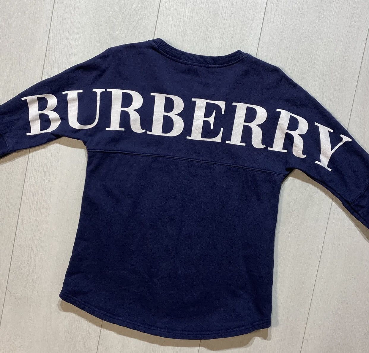 image of Burberry London Logo Print Longsleeve Sweatshirt Big Logo in Blue, Men's (Size Small)